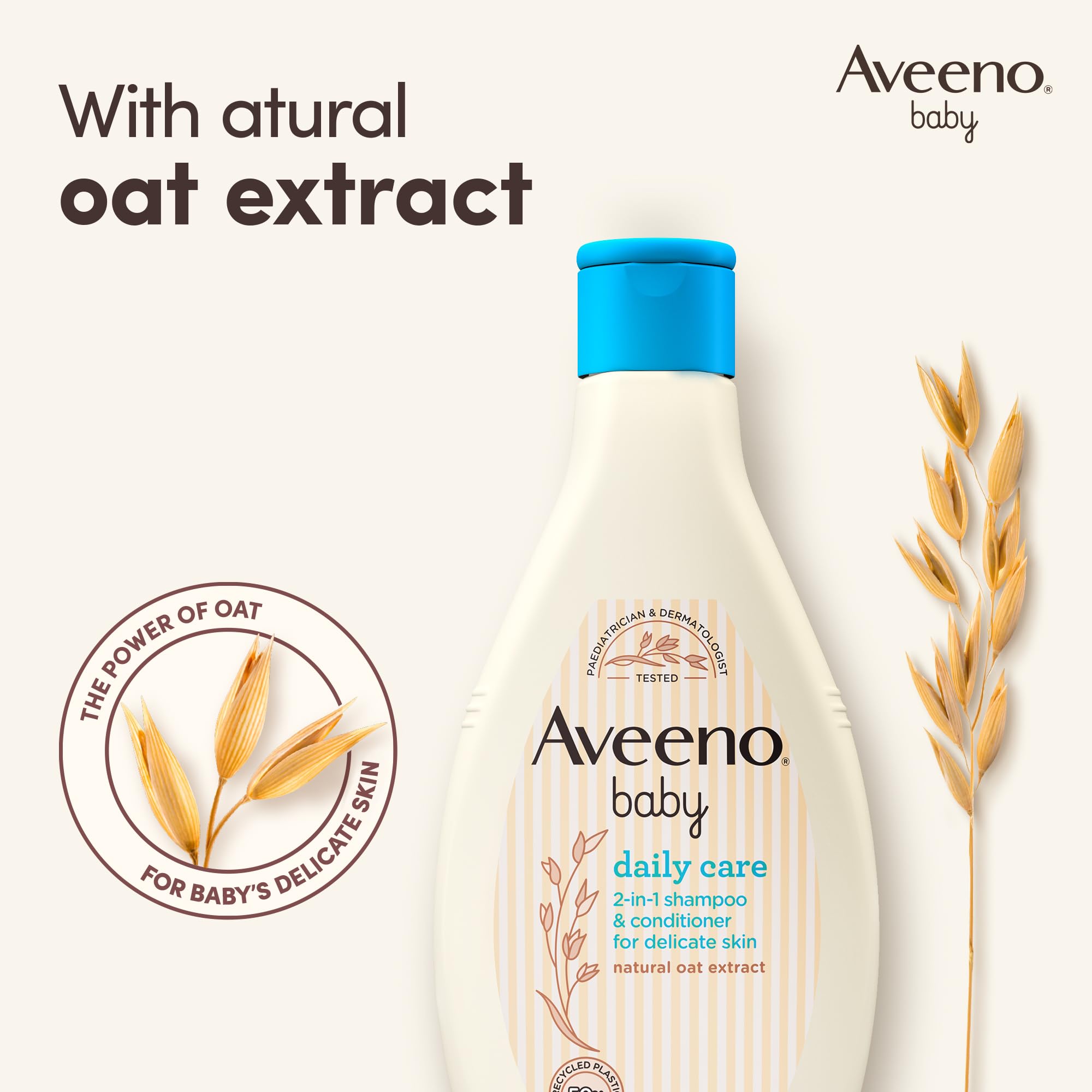 Aveeno Baby Daily Care 2-in-1 Shampoo and Conditioner (1x 250ml), Gentle Baby Shampoo and Conditioner with Natural Oat Extract to Cleanse Scalp and Hair, Haircare Suitable for Sensitive Skin