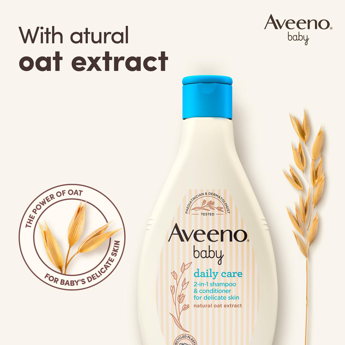 Aveeno Baby Daily Care 2-in-1 Shampoo and Conditioner (1x 250ml), Gentle Baby Shampoo and Conditioner with Natural Oat Extract to Cleanse Scalp and Hair, Haircare Suitable for Sensitive Skin