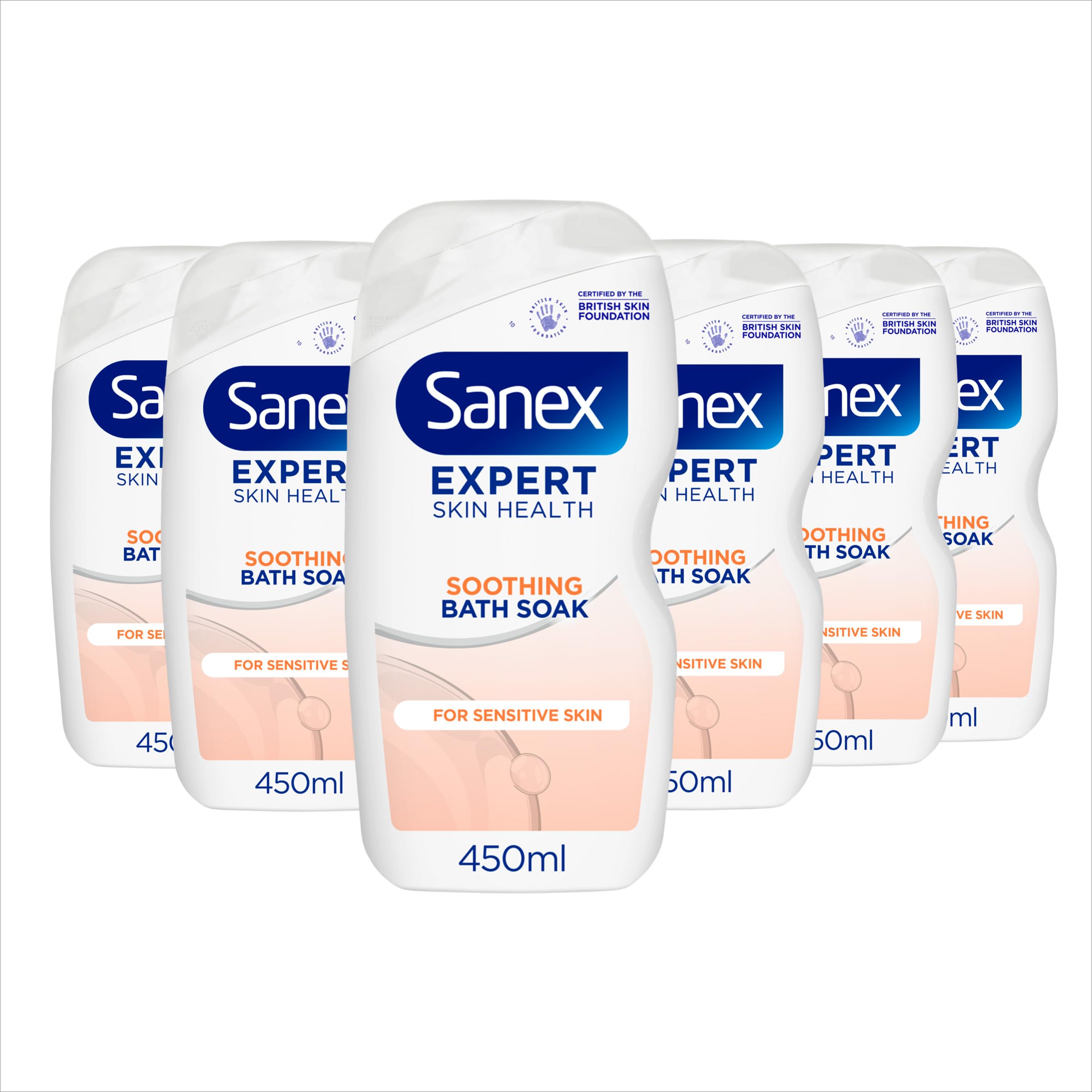 Sanex Body Wash - Expert Skin Health - Hypoallergenic Shower Gel - Dermatologist Tested Gentle For Very Sensitive Skin - Multipack - 6 Pack - 450ml Bottles