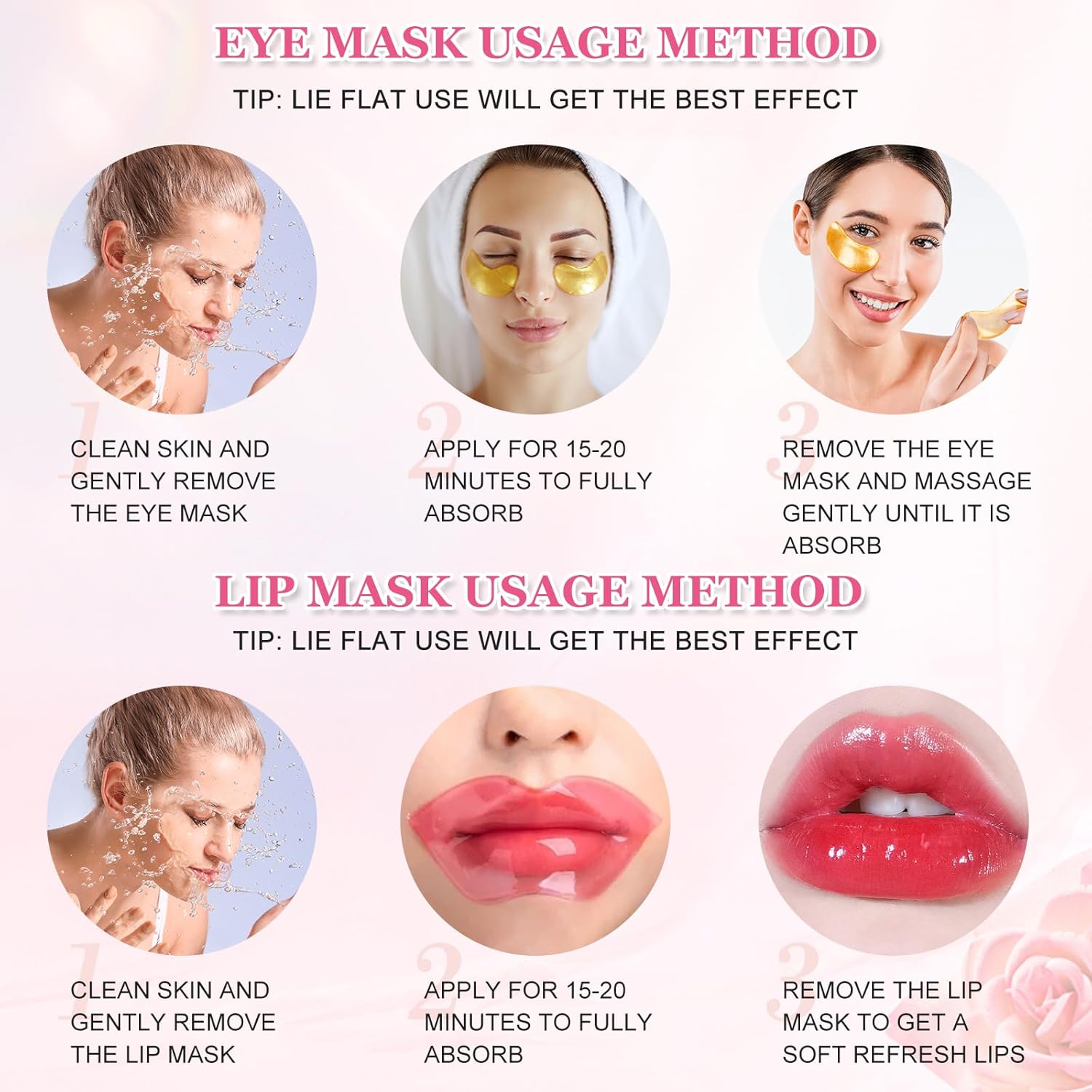 10 Pcs Collagen Lip Masks & 10 Pairs 24K Gold Gel Eye Masks, Anti Aging Wrinkle Gel Under Eye and Lip Patches, Eye Masks Patches for Dark Circles Puffy Eyes, Plumping Hydrating Crystal Lip Pads Halalzen