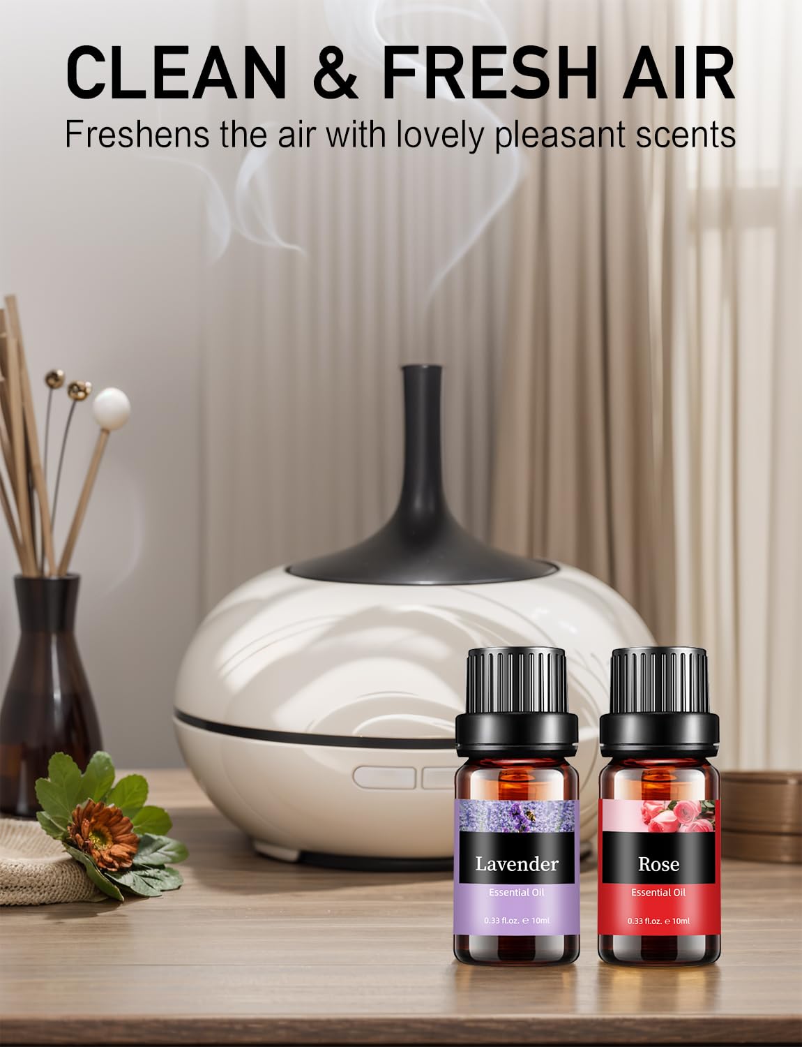 Aofmee Essential Oil, 6 x 10ml Essential Oils for Diffusers for Home, Lavender Essential Oils for Sleep, Floral Fragrance Oils for Soap & Candle Making Scents, Rose Aromatherapy Oil Gift Set for Women
