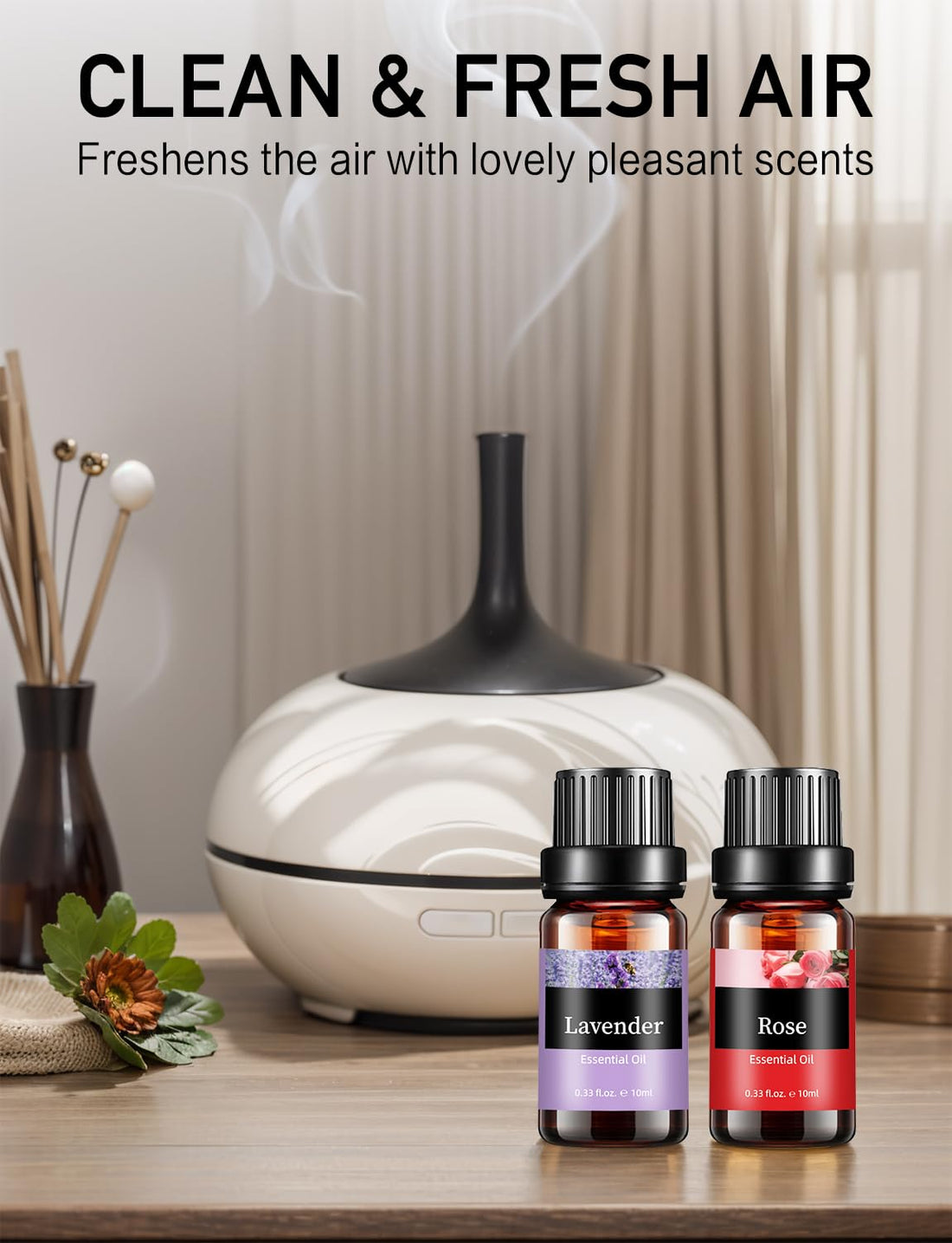 Aofmee Essential Oil, 6 x 10ml Essential Oils for Diffusers for Home, Lavender Essential Oils for Sleep, Floral Fragrance Oils for Soap & Candle Making Scents, Rose Aromatherapy Oil Gift Set for Women