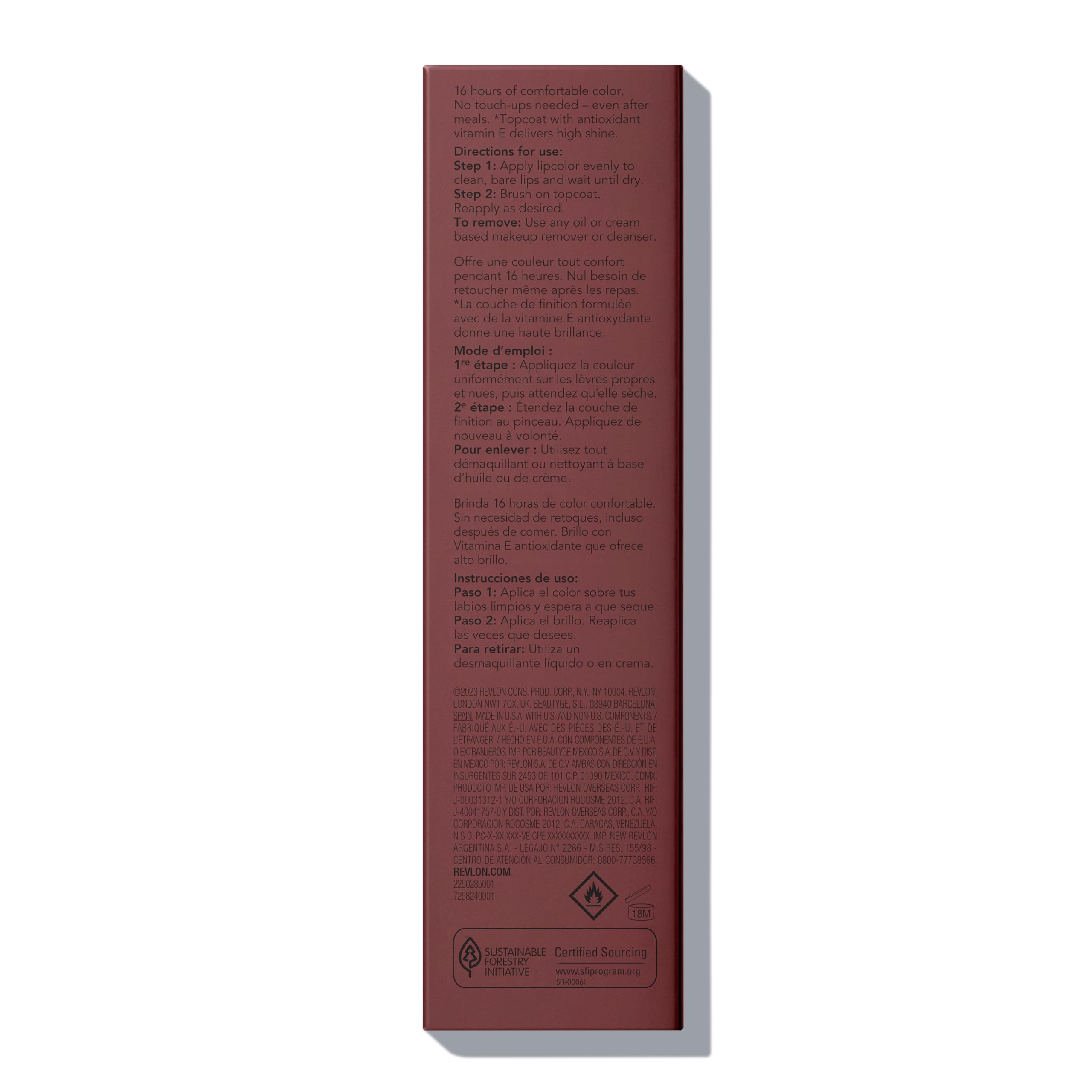 Revlon Liquid Lipstick with Clear Lip Gloss, ColorStay Overtime Lipcolor, Dual Ended with Vitamin E, 370 Everlasting Rum, 0.07 Fl Oz