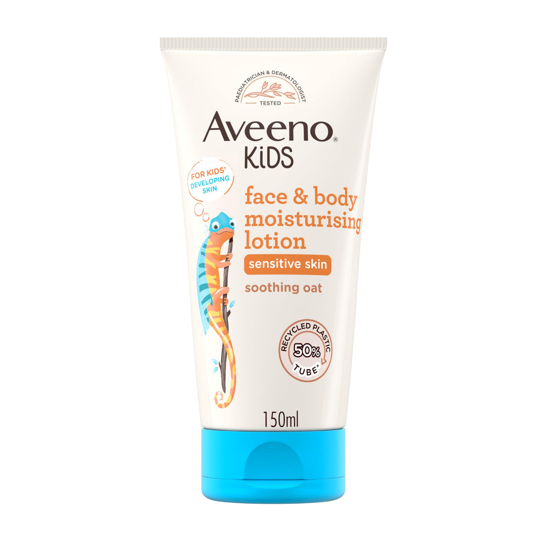 Aveeno Kids Face & Body Moisturising Lotion (1 x 150ml), Non-Greasy and Fragrance-Free Moisturiser Enriched with Soothing Oat, Face and Body Lotion for Kids' Sensitive and Developing Skin Halalzen