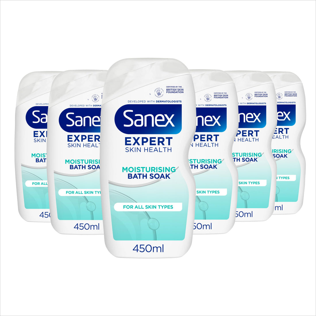 Sanex Body Wash - Expert Skin Health - Hypoallergenic Shower Gel - Dermatologist Tested Gentle For Very Sensitive Skin - Multipack - 6 Pack - 450ml Bottles