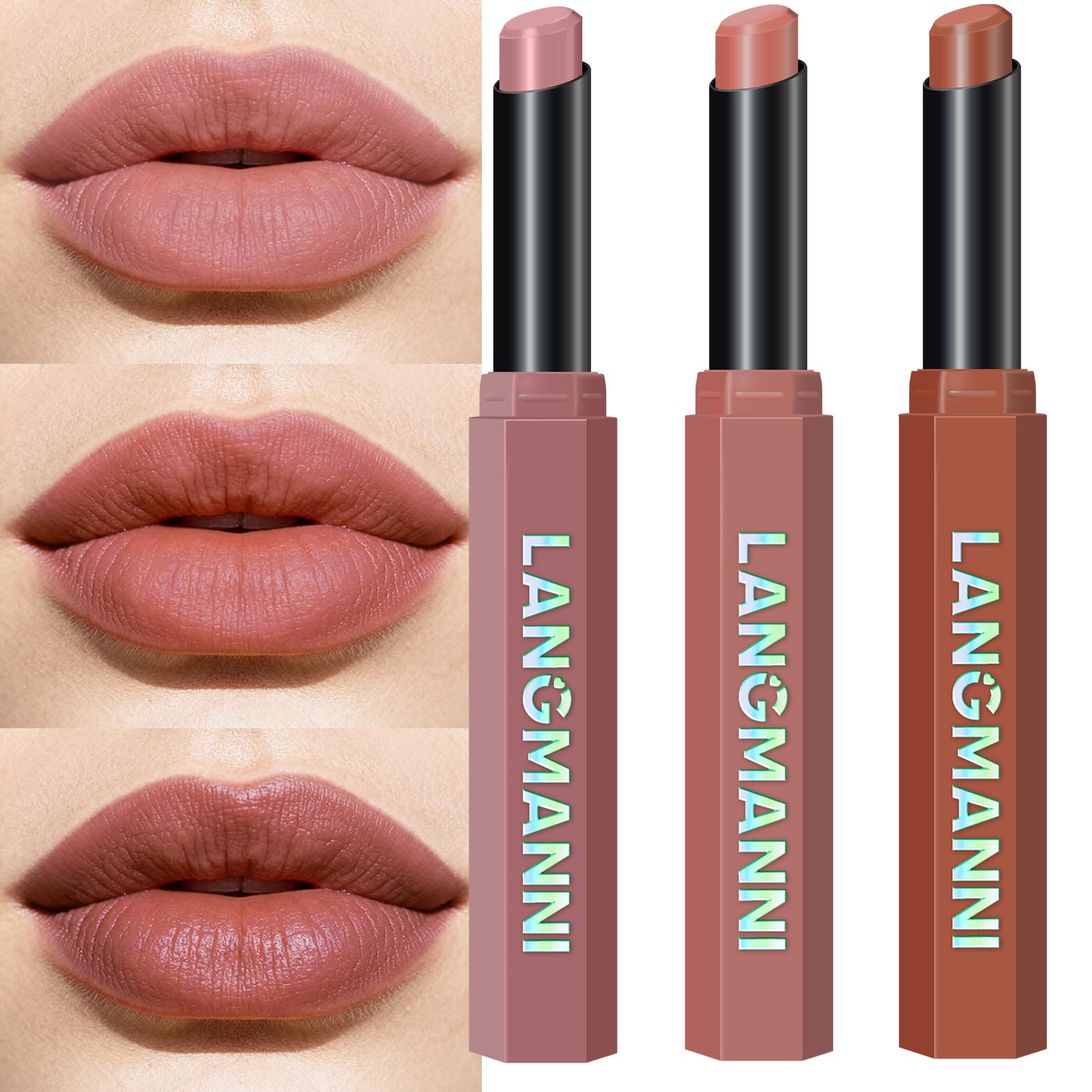 12Pcs Velvet Matte Lipstick Nude Matte Soft Dark Color Stick High Pigmented Long-Lasting Waterproof Lip Stick Lip Balm Beauty Cosmetics Gift for Women(01#-12#)