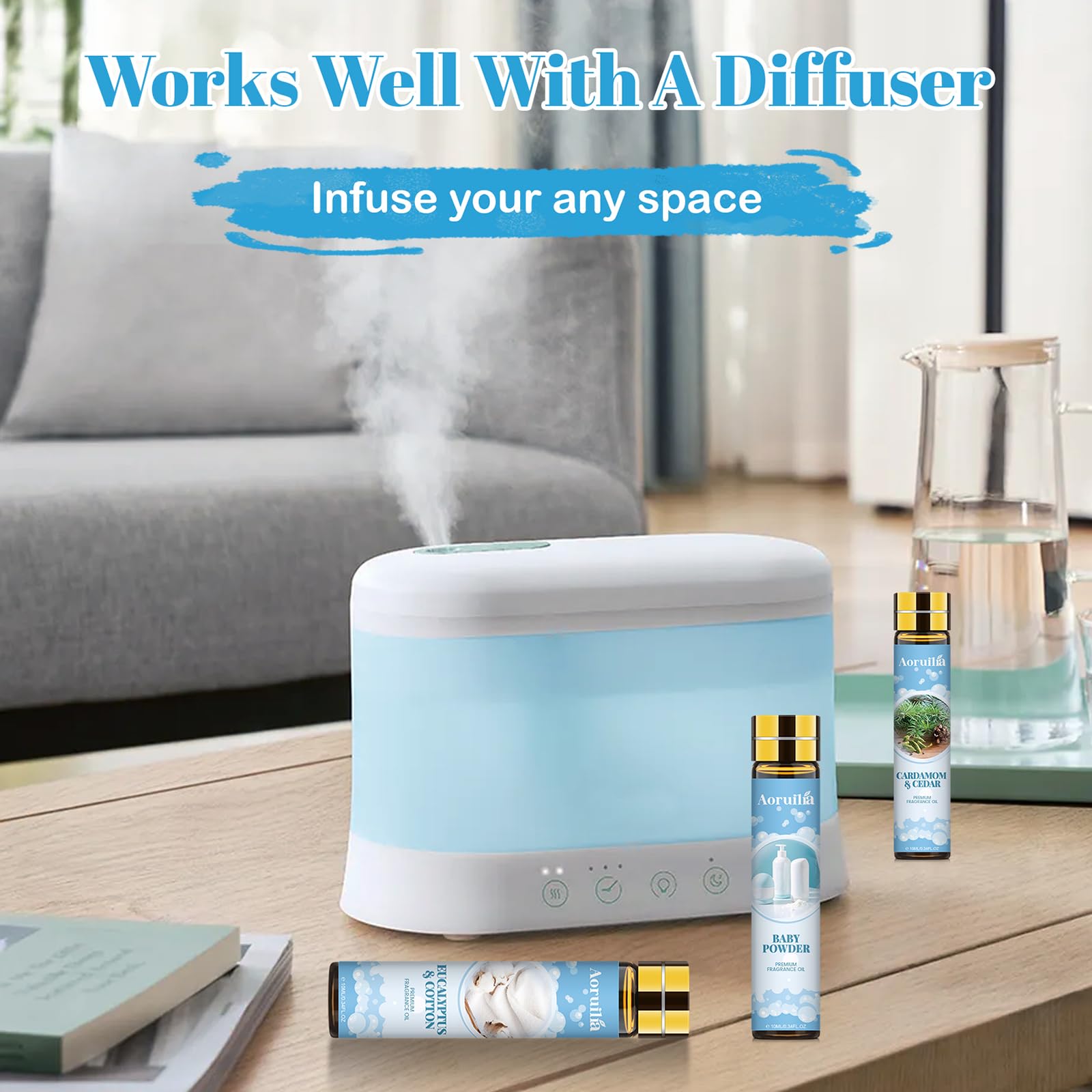 Clean Essential Oils Set 6 x 10ml, Laundry Fragrance Oils for Diffusers, Soap Making - Eucalyptus & Cotton, Bergamot Black Tea, Cardamom & Cedar, Baby Powder, Clean Breeze, Fresh Linen