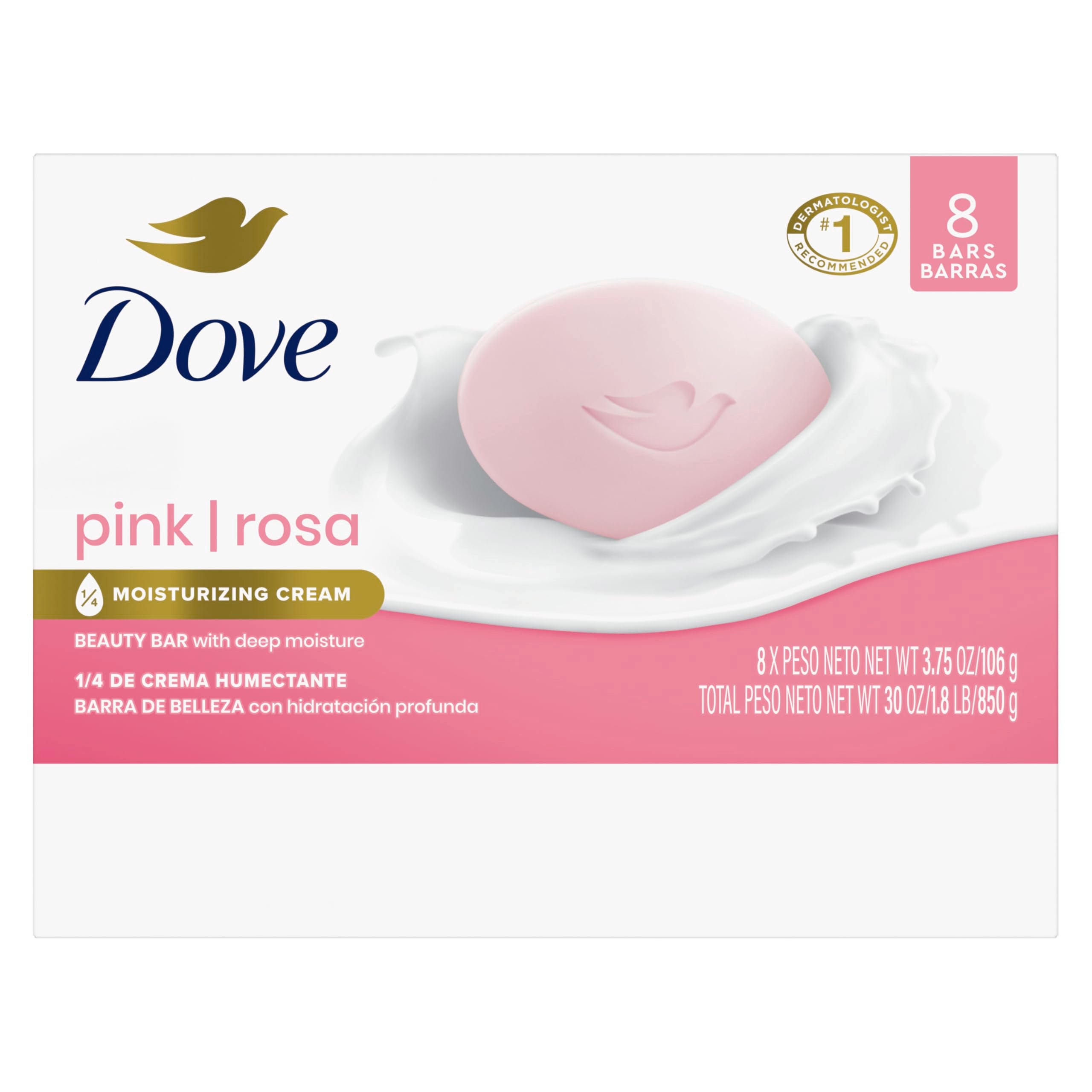 Dove Beauty Bar Soap Shea Butter, 8 Bars for Nourished, Radiant Skin, Enriches Skin 3.75 oz