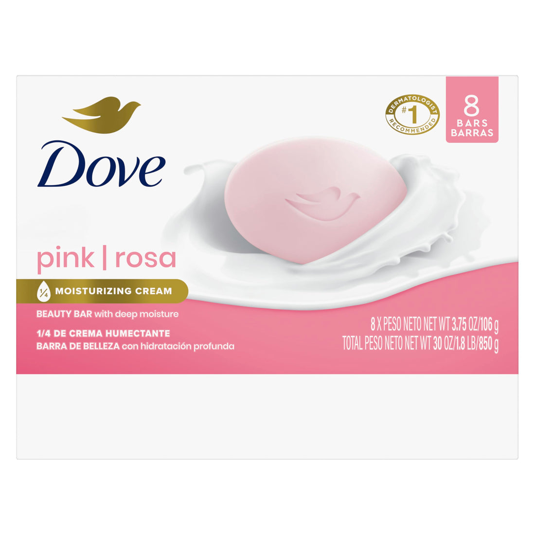 Dove Beauty Bar Soap Shea Butter, 8 Bars for Nourished, Radiant Skin, Enriches Skin 3.75 oz