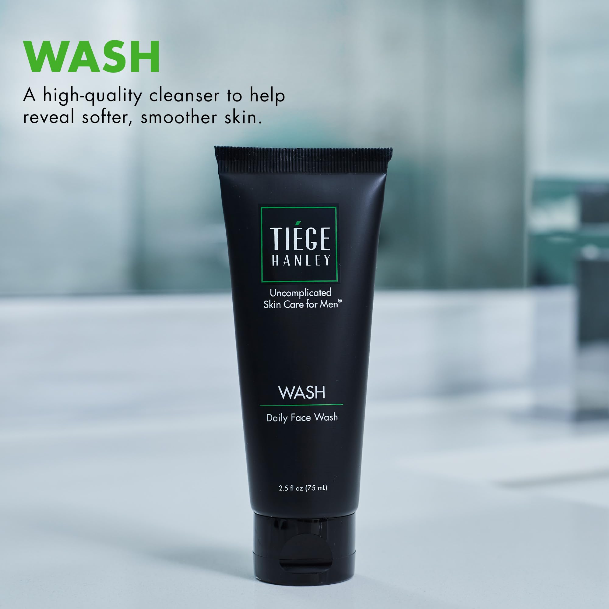Tiege Hanley Daily Face Wash for Men, Gentle Fragrance-Free Cleanser with Jojoba Oil, Aloe, & Vitamin B3, Hydrating Foaming Formula for Deep Clean, Gentle on Sensitive Skin, Men’s Skin Care, 5.5 Fl Oz