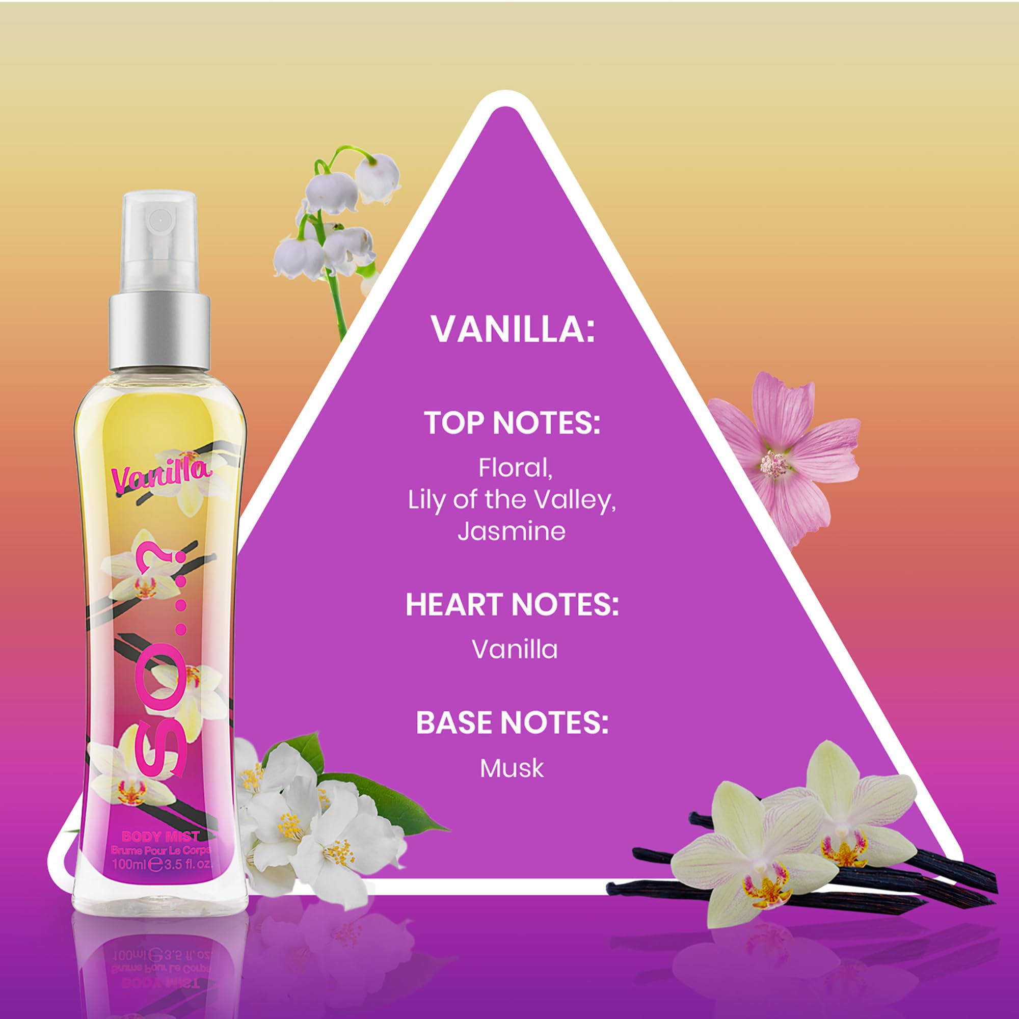 Body Mist By So…? Womens Vanilla Body Mist Fragrance Spray, Travel Size, 100 ml, 1 piece Halalzen