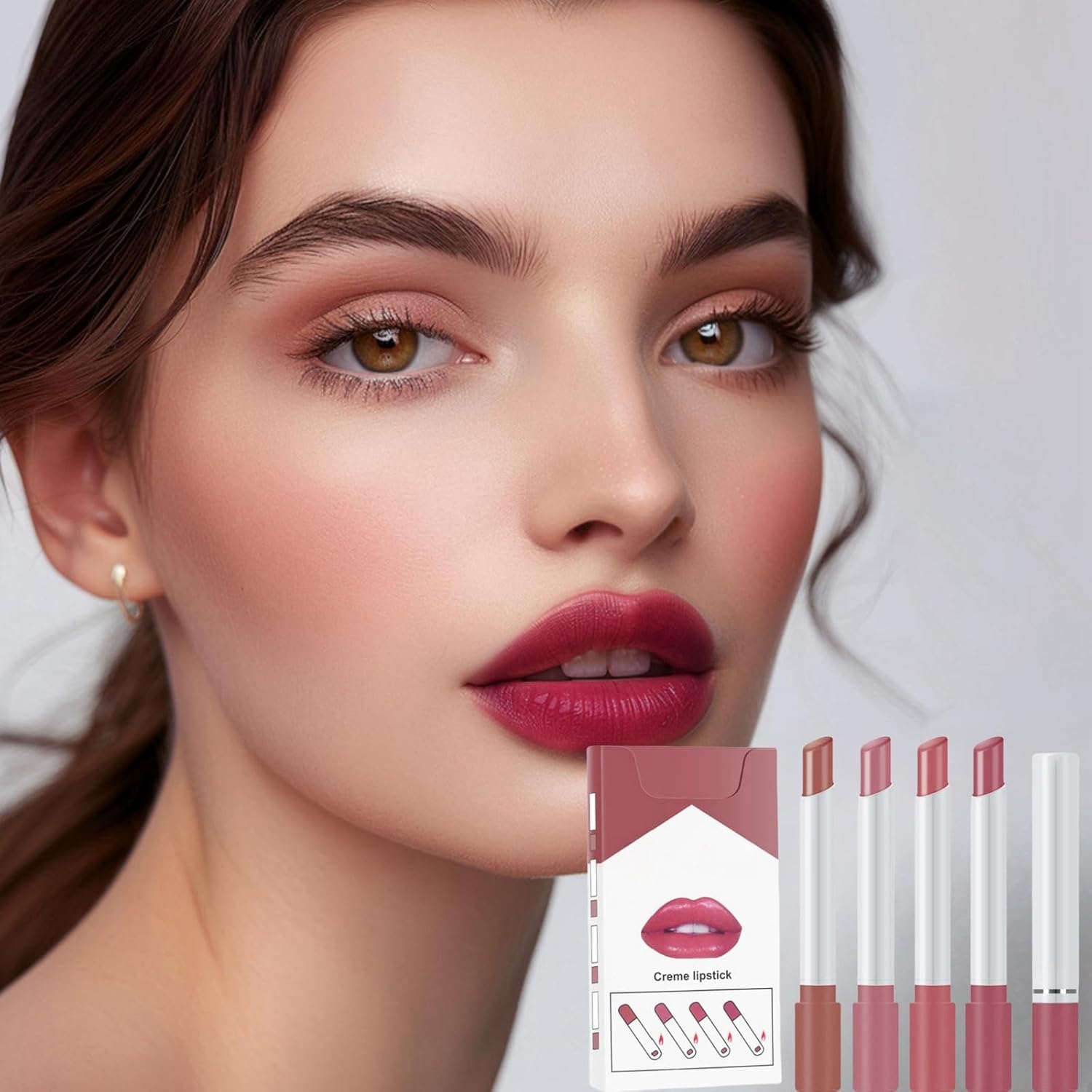 4pcs Plumping Lipstick Set,Plumping Lip Gloss Set,Tinted Lip Balm,Lip Gloss Set,Nude Lipstick Sets for Women,Lipstick Long Lasting,Waterproof Lip Stick Set,High Pigmented Lip Balm,Makeup Sets Halalzen