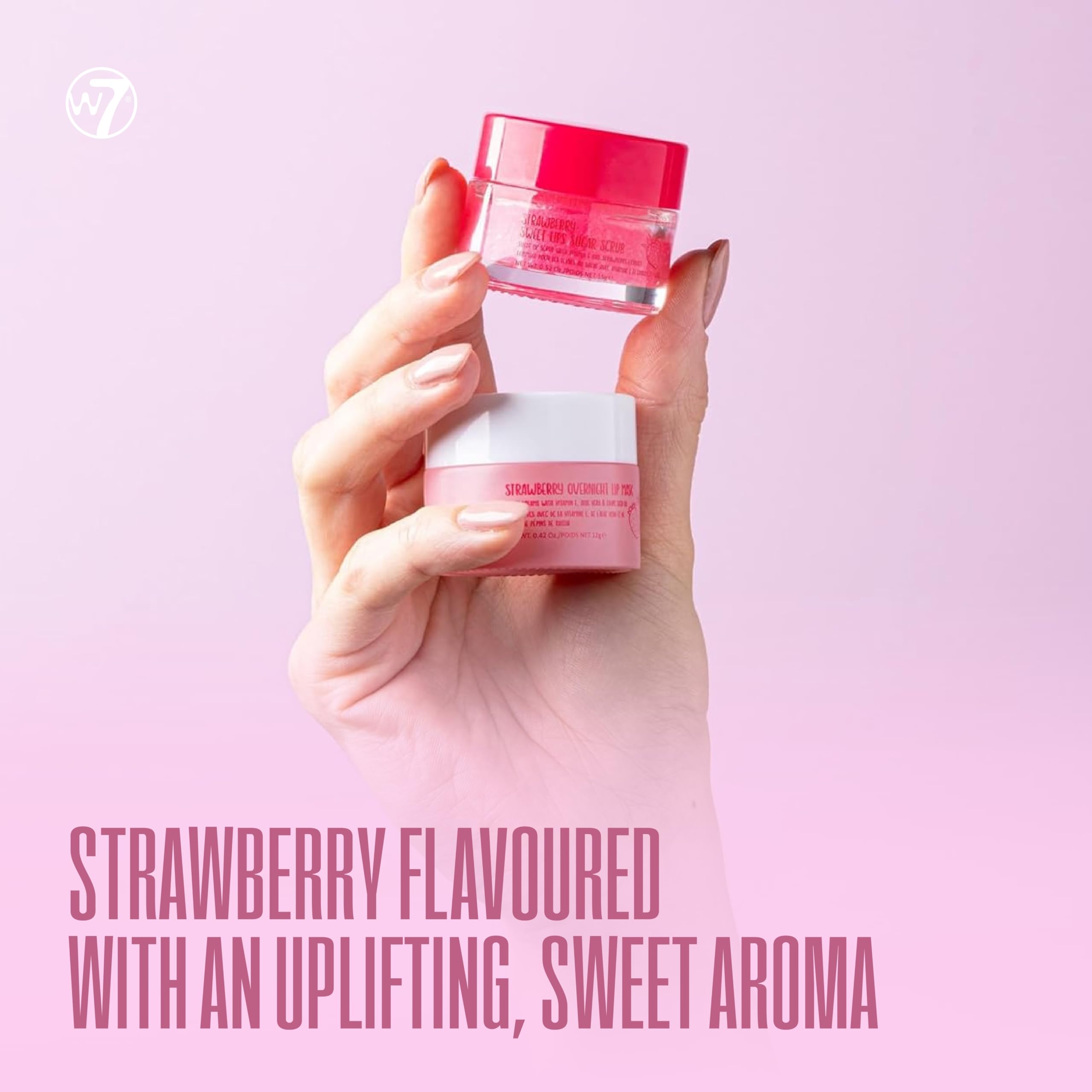 W7 Sweet Dreams Lip Scrub & Overnight Lip Mask Duo - 2 Piece Gift Set - Strawberry Flavour - Exfoliate, Condition, Soothe & Hydrate Halalzen