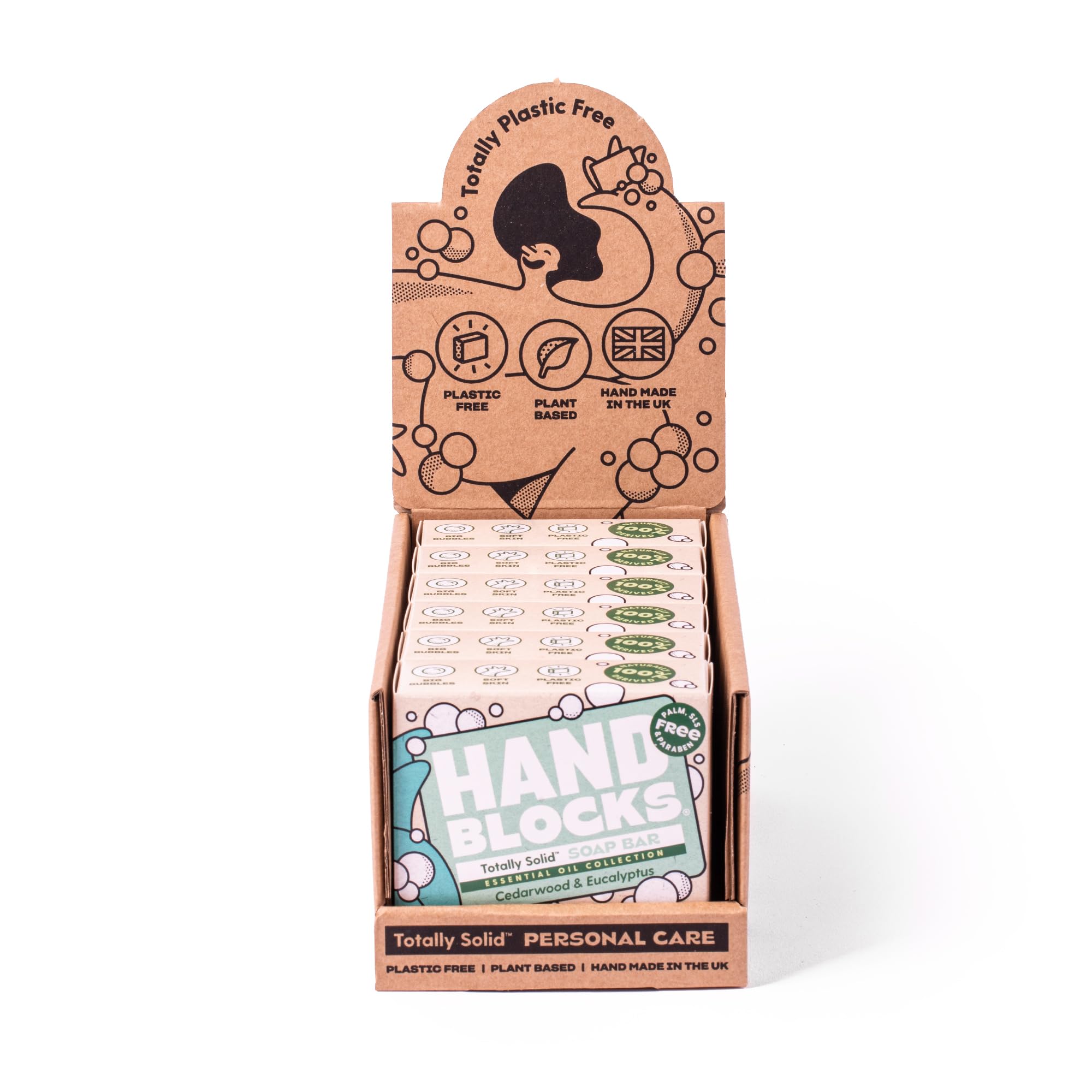 Hand Blocks: Cedarwrood & Eucalyptus (6 Pack) - Cold Processed Natural Soap Bars - Plastic, Palm, SLS, SLES & Paraben Free Halalzen