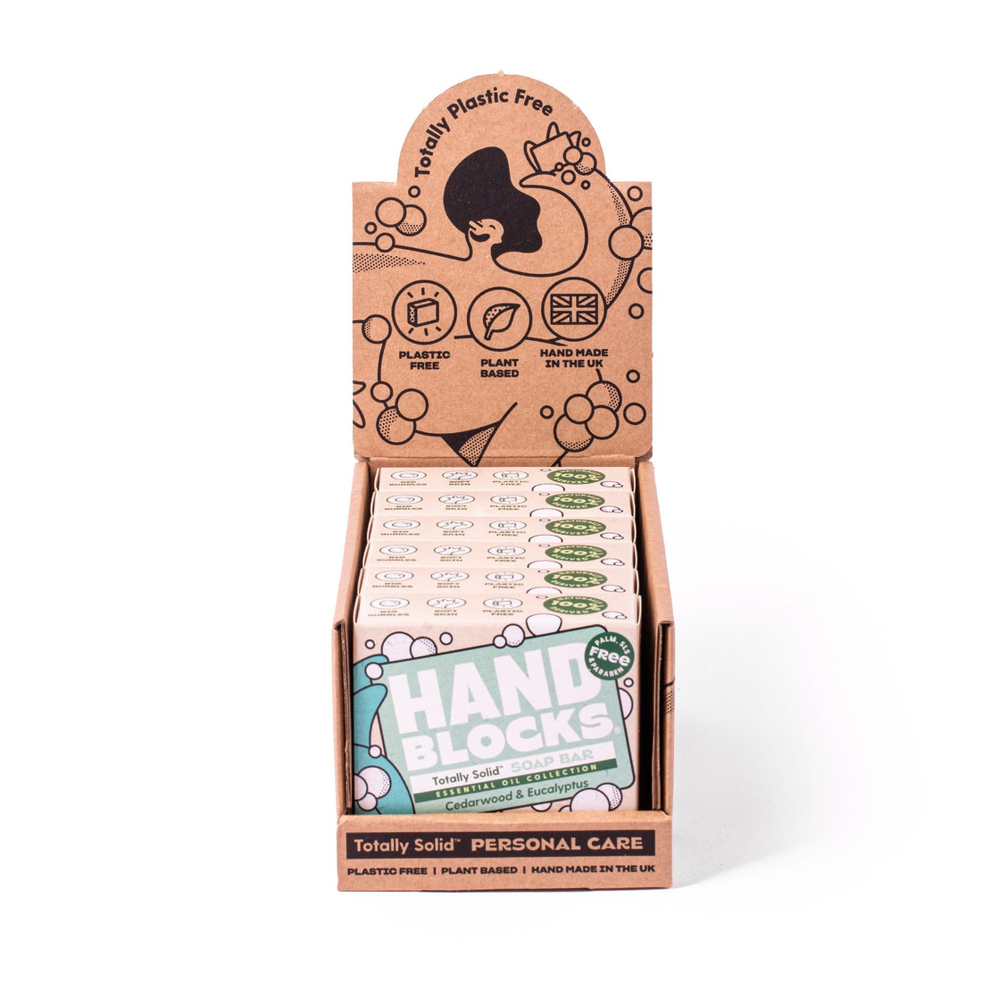 Hand Blocks: Cedarwrood & Eucalyptus (6 Pack) - Cold Processed Natural Soap Bars - Plastic, Palm, SLS, SLES & Paraben Free Halalzen