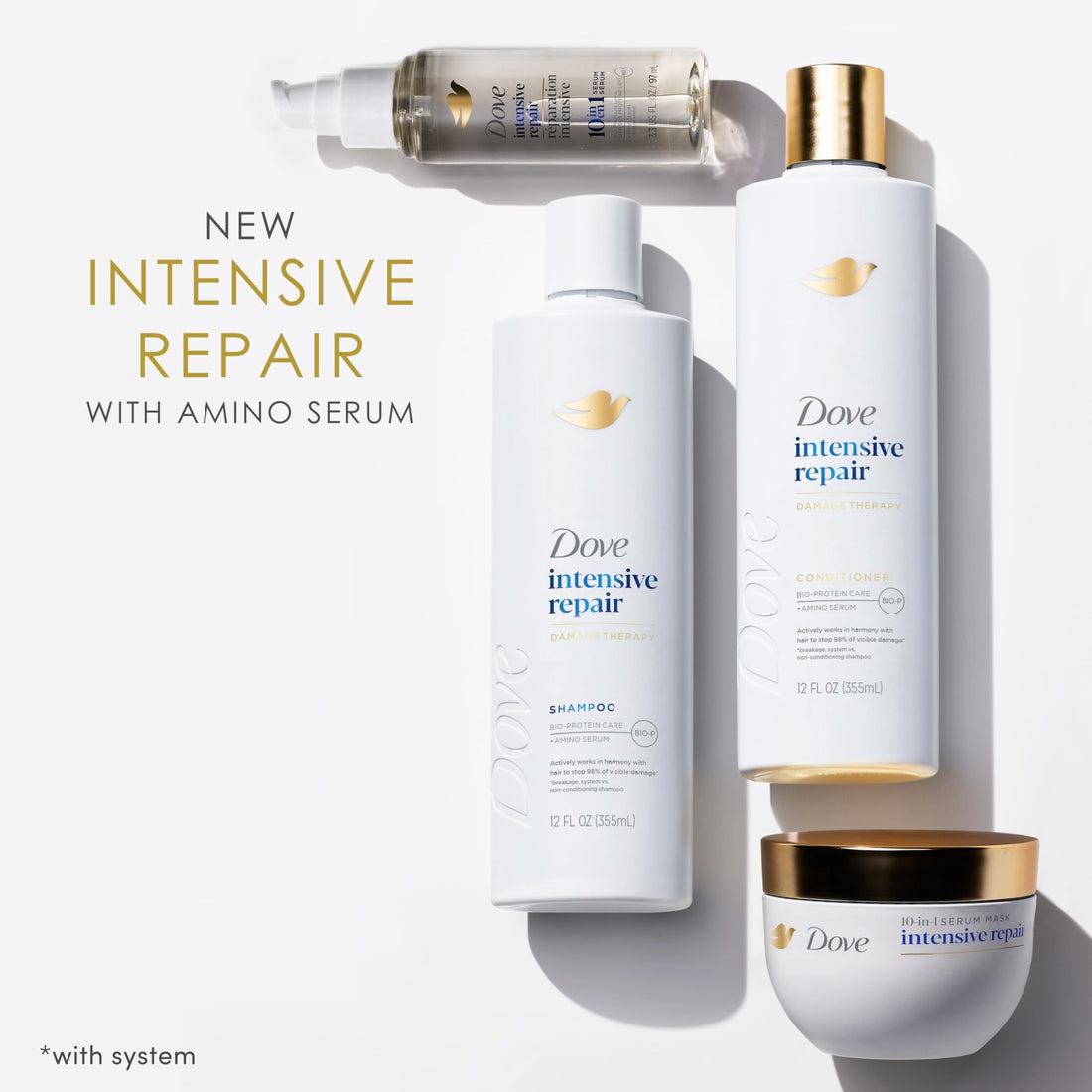 Dove Intensive Repair Amino Serum for Damaged Hair with Bio-Protein Care Technology 3.3 oz Halalzen