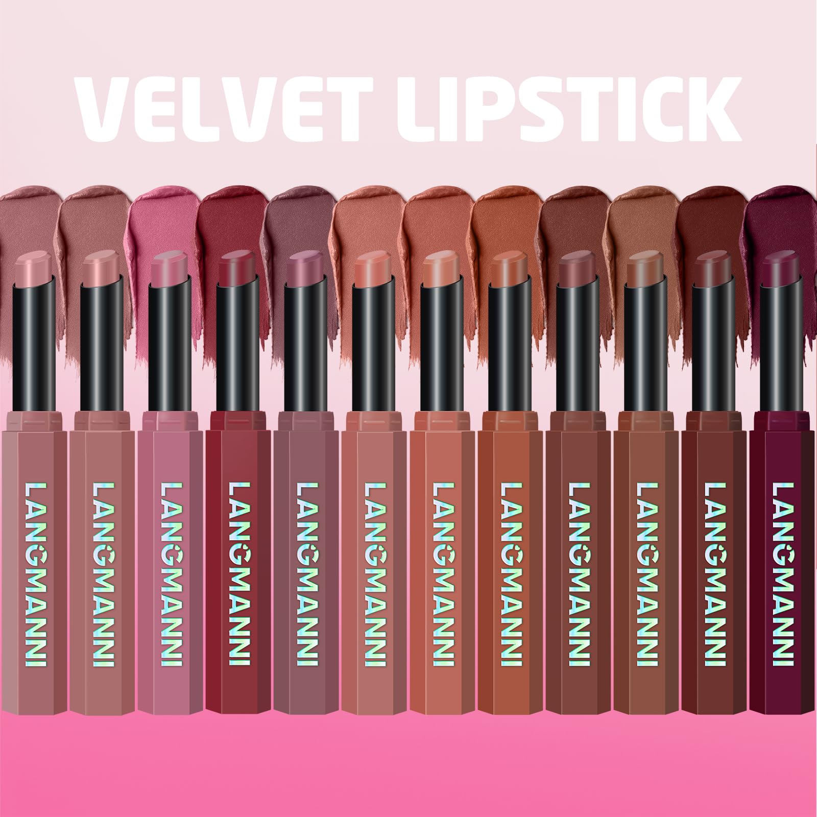 12Pcs Velvet Matte Lipstick Nude Matte Soft Dark Color Stick High Pigmented Long-Lasting Waterproof Lip Stick Lip Balm Beauty Cosmetics Gift for Women(01#-12#)