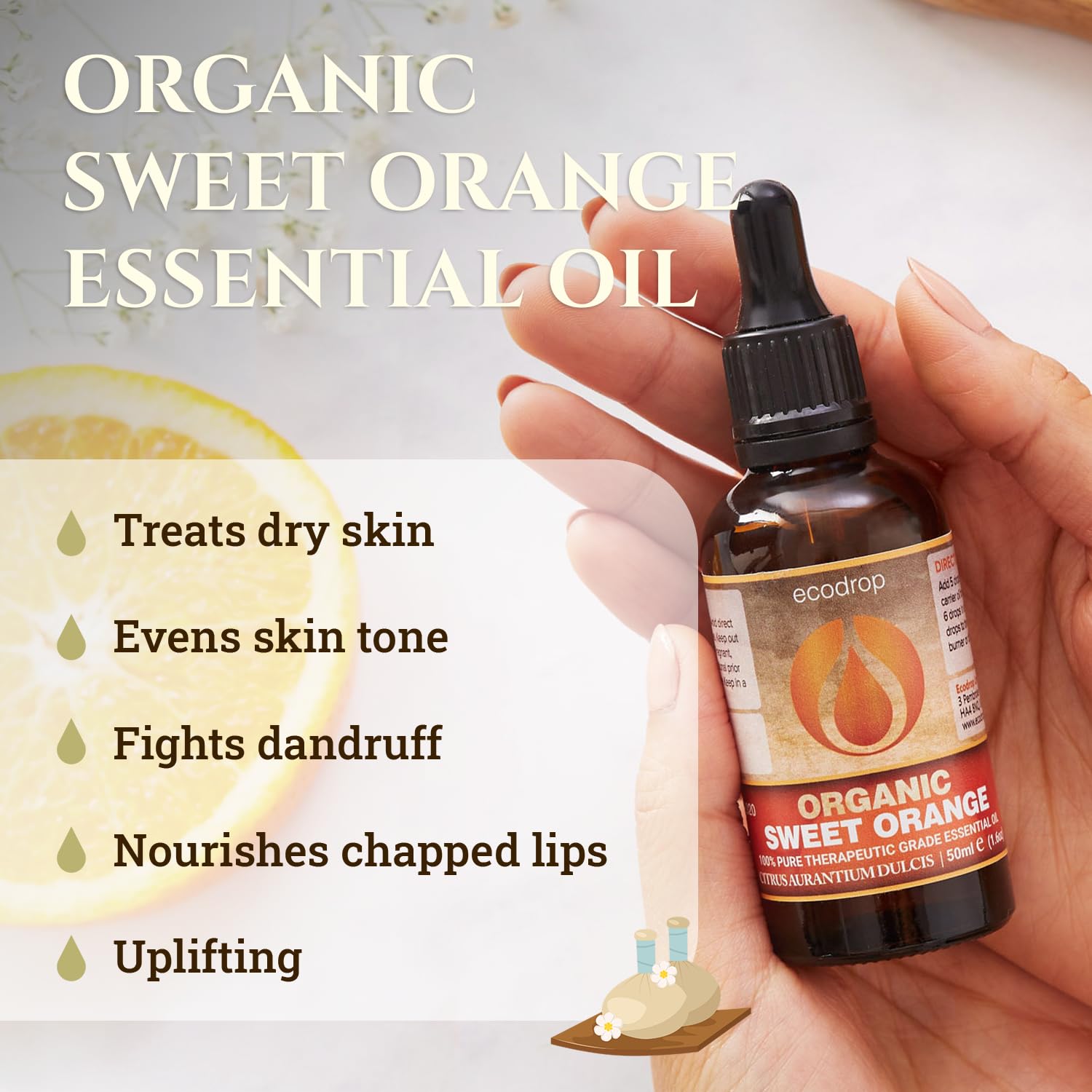 Ecodrop Tea Tree Essential Oil, 10 ml | 100% Pure Organic Steam-Distilled | Melaleuca Alternifolia | Aromatherapy, Diffuser, Massage, Bath, Soap & Candle Making | Australian Fresh Aroma