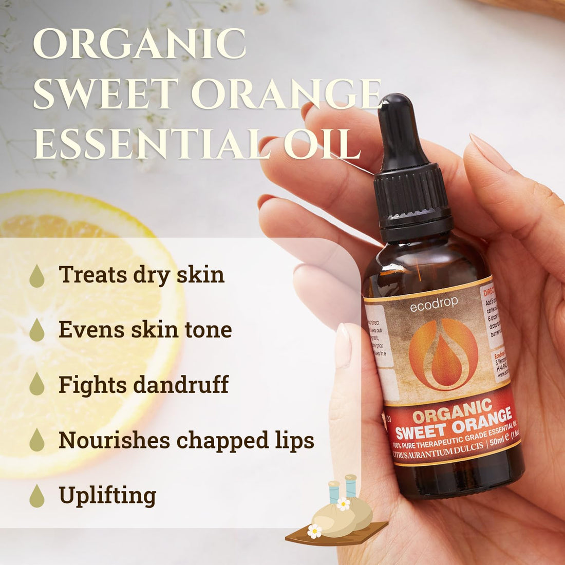 Ecodrop Tea Tree Essential Oil, 10 ml | 100% Pure Organic Steam-Distilled | Melaleuca Alternifolia | Aromatherapy, Diffuser, Massage, Bath, Soap & Candle Making | Australian Fresh Aroma