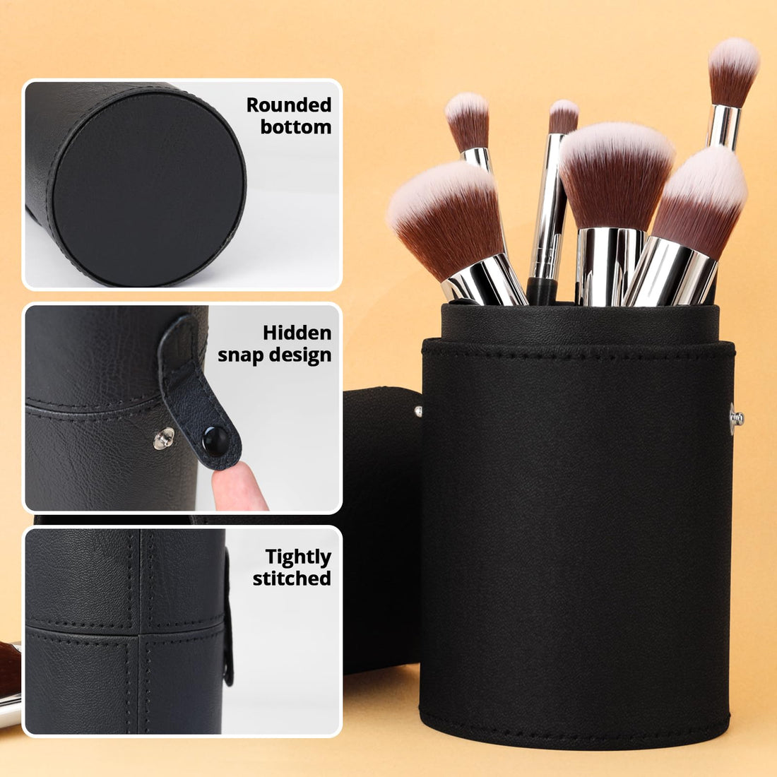 BEAKEY Diversity Makeup Brushes 12 Pcs Makeup Kit, Premium Synthetic Kabuki Foundation Face Powder Concealer Eyeshadow Blush Set, with 2 Pcs Blender Sponges (Black/Silver) Halalzen