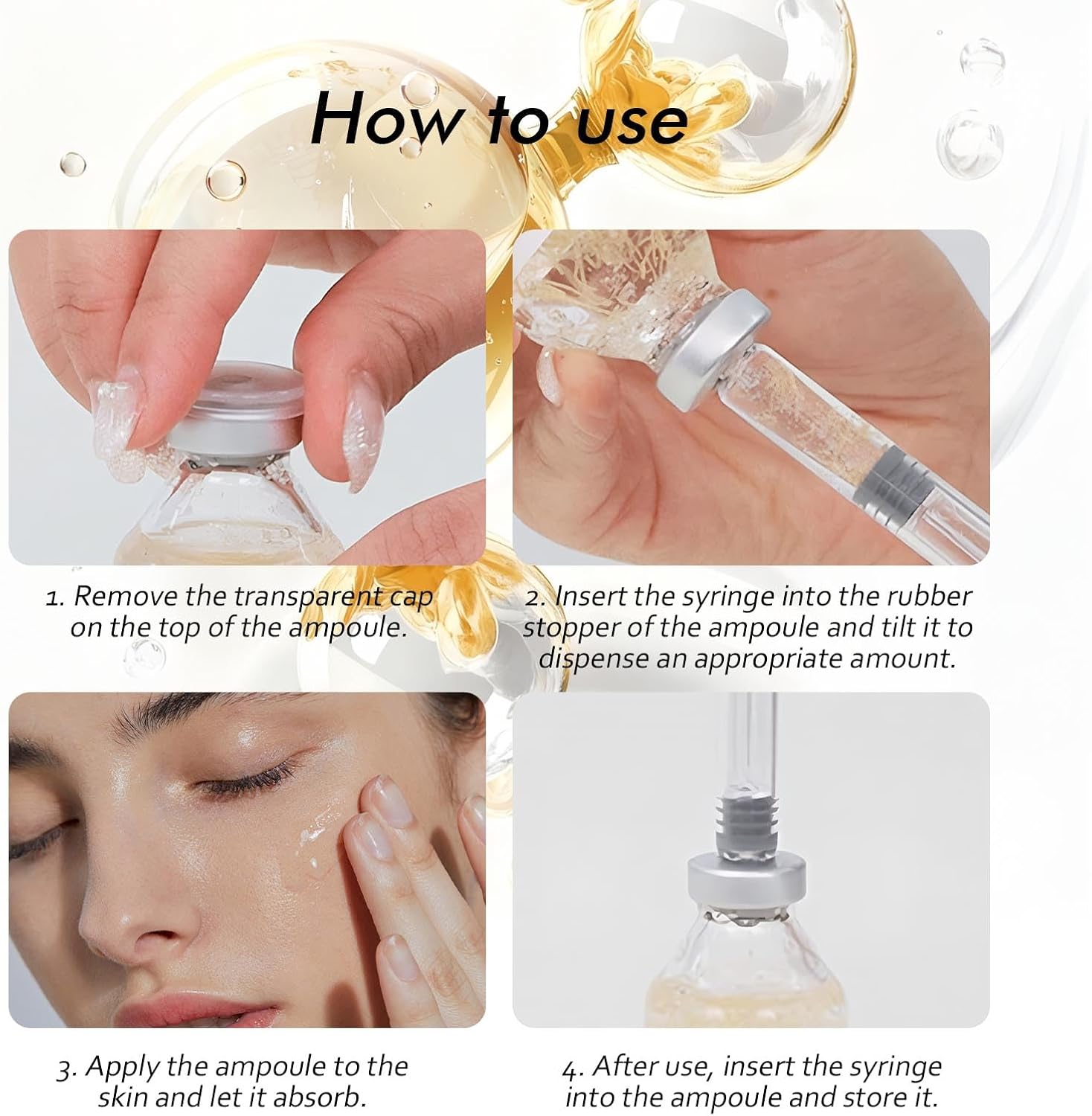 Korean Silk Collagen Ampoule with Syringe, Deep Collagen Silk Peptide Intensive Lifting Ampoule for Youthful, Radiant Skin-50ml