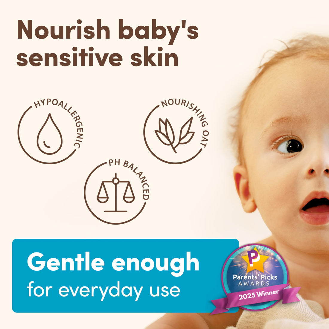Aveeno Baby Daily Moisture Gentle Body Wash & Shampoo with Oat Extract, 2-in-1 Baby Bath Wash & Hair Shampoo, Tear- & Paraben-Free for Hair & Sensitive Skin, Lightly Scented, 18 fl. oz Halalzen