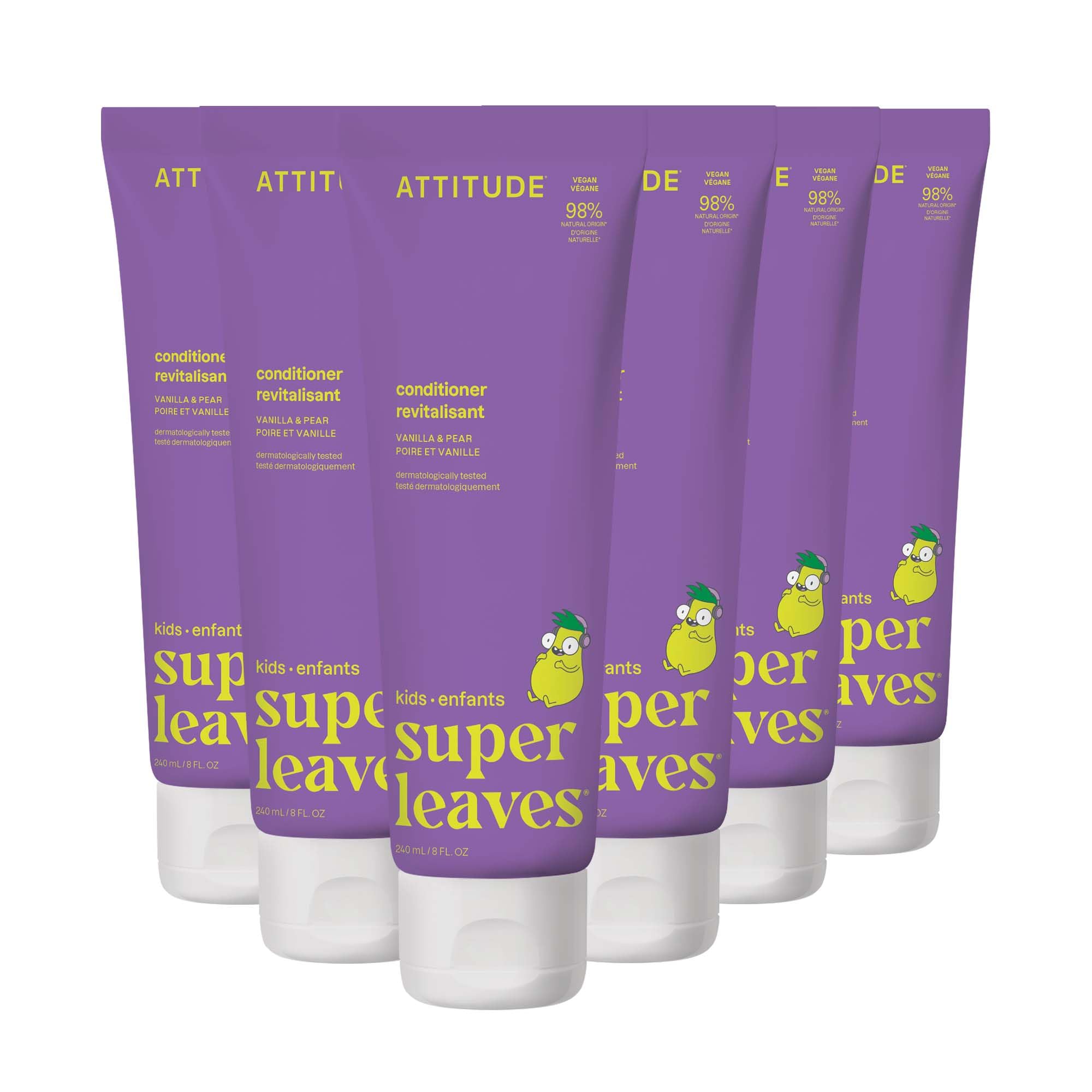 ATTITUDE Natural Conditioner for Kids, Hypoallergenic, Vegan, Plant- and Mineral-Based, Vegan and Cruelty-free, Vanilla and Pear, 8 Fl Oz (11115) Halalzen