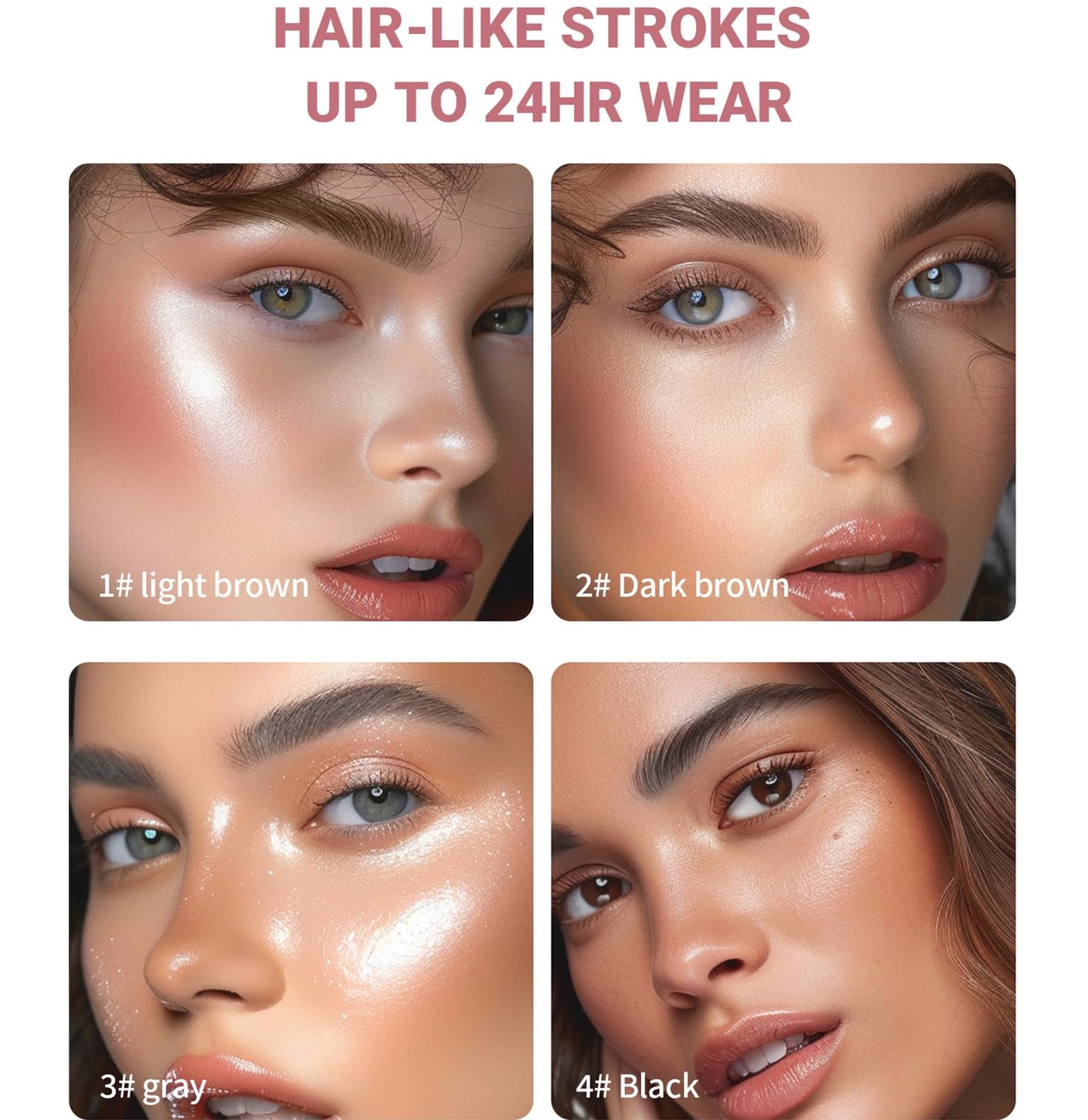 2024 New Magic Eyebrow Pencil with 4 Micro-Fork Tip Long-lasting Waterproof Eyebrow Pen and Smudgeproof Brow Pen,Creates Natural Looking Defined Eyebrows(Dark Brown)