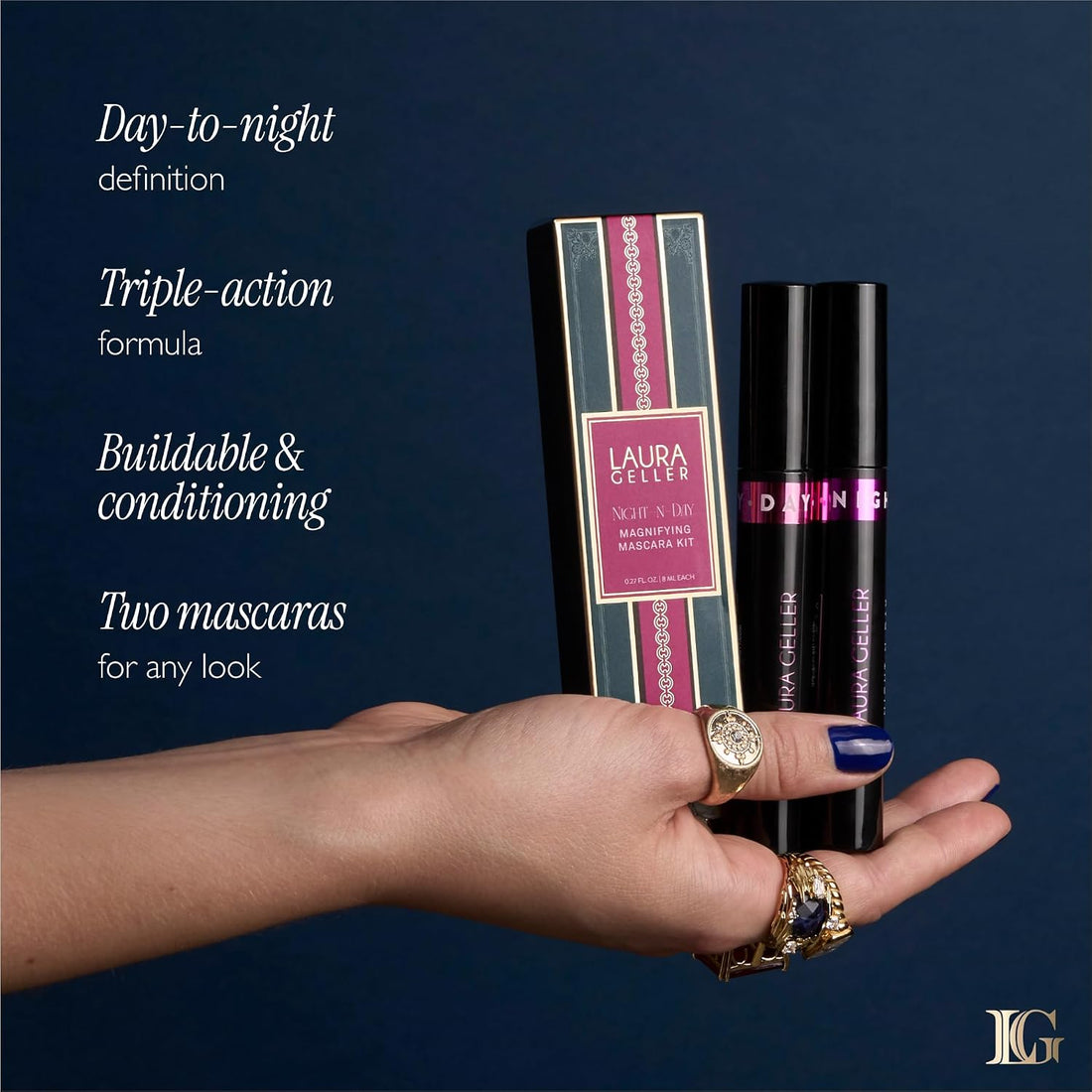 LAURA GELLER NEW YORK Night-N-Day Magnifying Mascara Kit, Holiday ’25 – Black & Brown Duo for Length, Lift & Definition – Buildable, Clump-Free Formula for Natural Day Looks & Bold Night Glam Halalzen