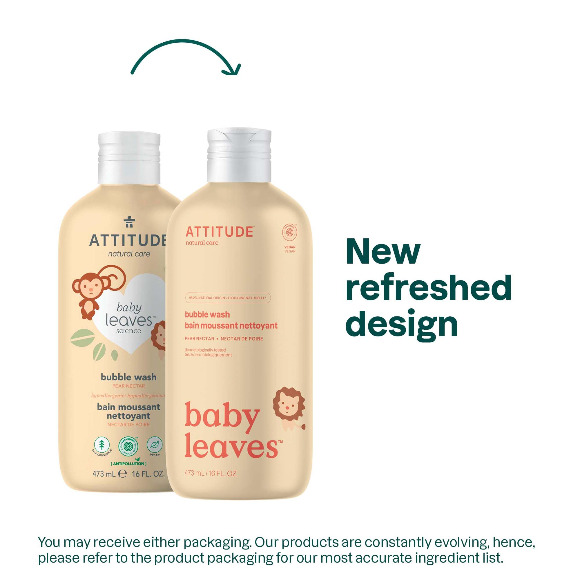 ATTITUDE Bubble Bath and Body Wash for Baby, EWG Verified, Dermatologically Tested, Plant- and Mineral-Based Ingredients, Vegan, Good Night, 473 mL