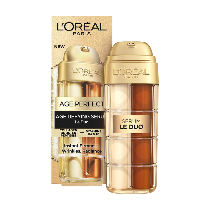 L’Oréal Paris Face Serum, Age Defying Serum Le Duo, Collagen Peptide Booster and Vitamins B3 & C*, Instant Firmness & Radiance, Clinically Proven Reverse Appearance of Upto 5 Years of Wrinkles*, 30ml