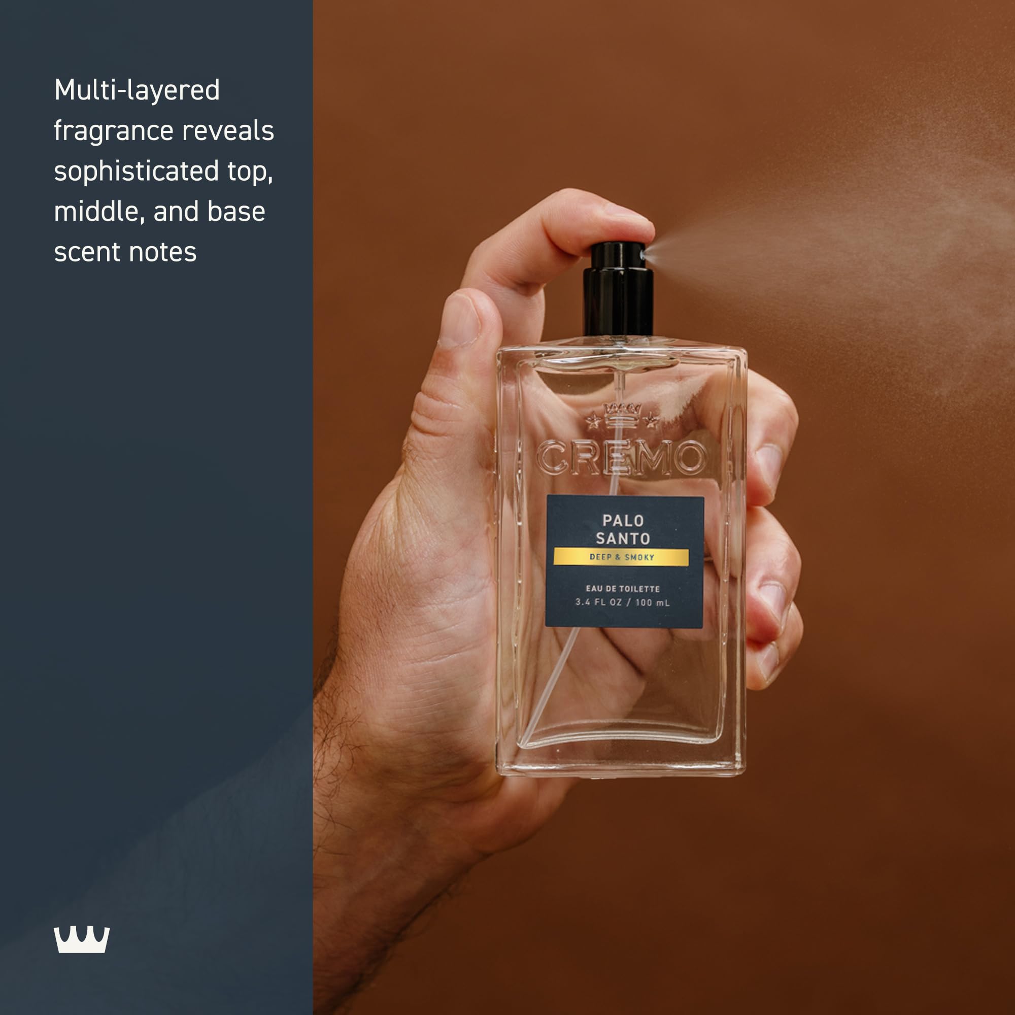 Cremo Cologne Homme - Eau de Cologne en Spray Épices et Vanille Noire pour Homme, Une Explosion d'Épices Vibrantes, de Bois Foncés et de Vanille Noire, Parfums Homme Signature Multi-Couches, 100 ml