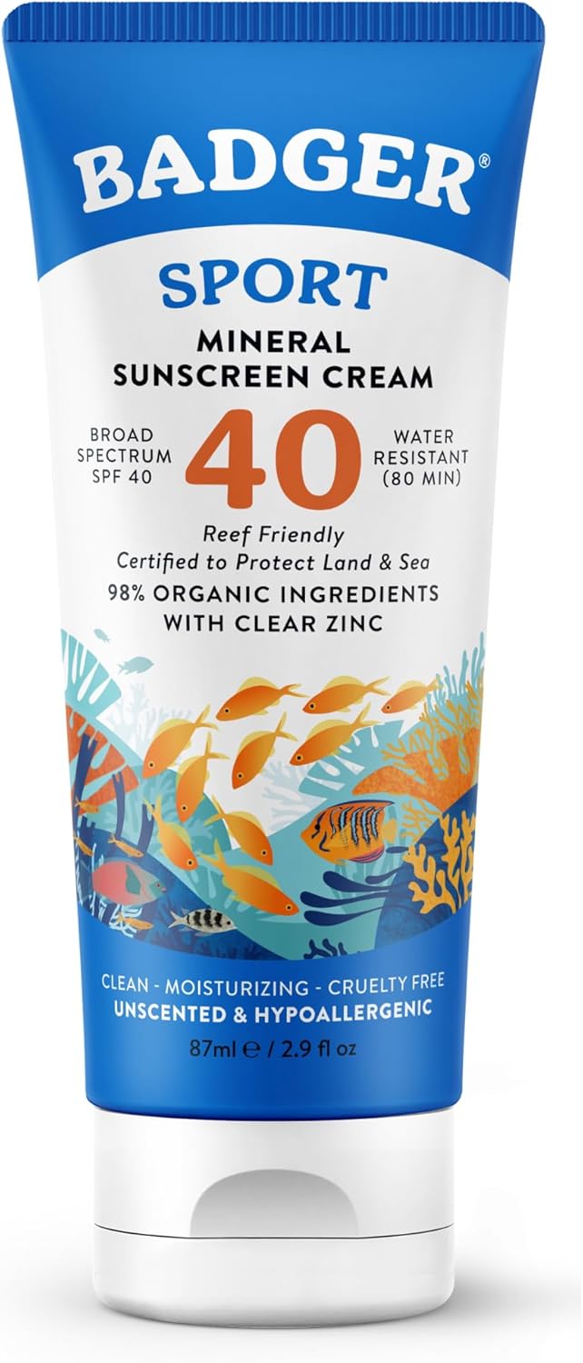 Badger Company, Clear Zinc Sunscreen Cream, SPF40, Unscented, 2.9 fl oz (87 ml) Halalzen