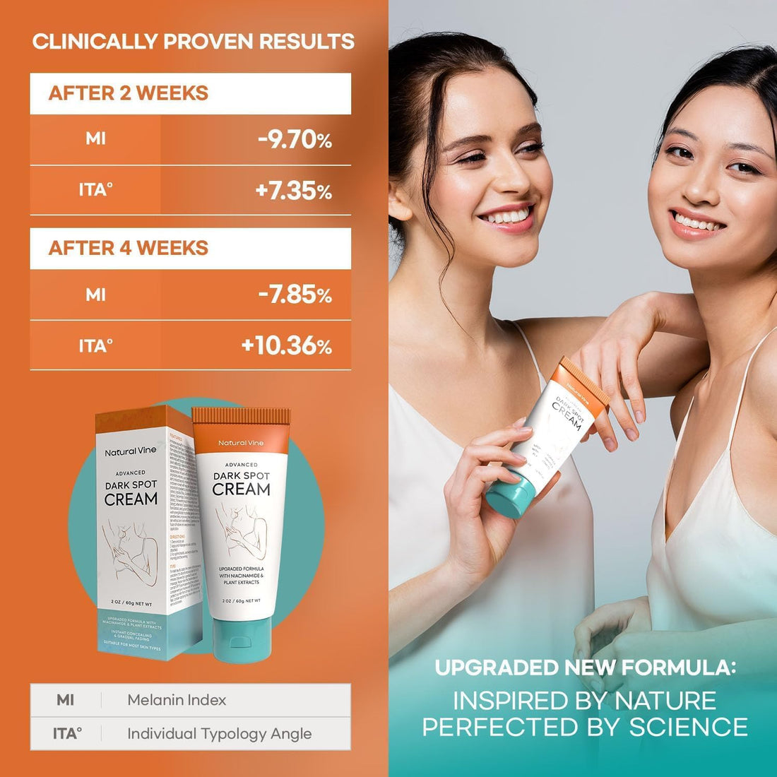 Natural Vine Dark Spot Corrector: Dark Spot Remover for Face Body in 4-8 Weeks - Instant Concealing & Age Brown Sun Faded Spot Remover Melasma Freckles Correcting with Niacinamide for Women & Men 60g Halalzen