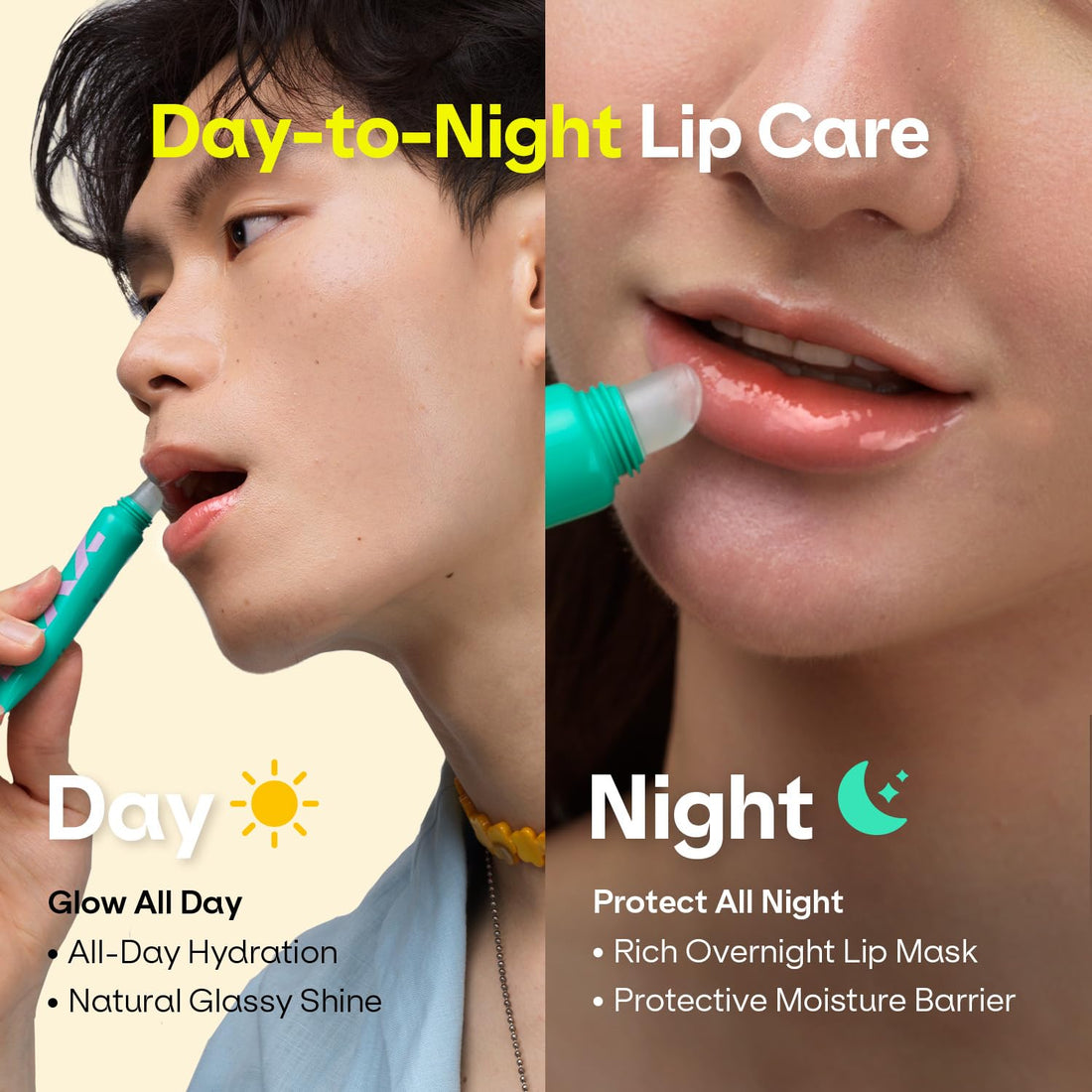 Overnight Lip Mask & Hydrating Lip Balm – Korean Lip Treatment for Dry Chapped & Cracked Lips – Glossy Non-Sticky Finish with Hyaluronic Acid, Shea Butter & Plant-Based Collagen – Squeeze Tube Halalzen