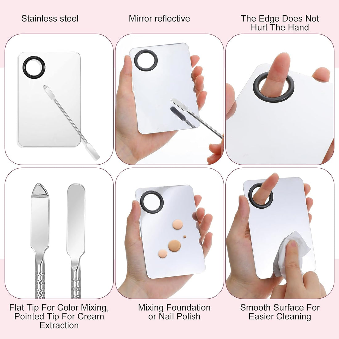 Mabor 3Pcs Make up Spatula Set, Makeup Mixing Palette Tray & Foundation Spatula & Brush, Make up Accessories Set for Women Girl Korean Makeup Facial Cosmetic Nail Art Tool Halalzen