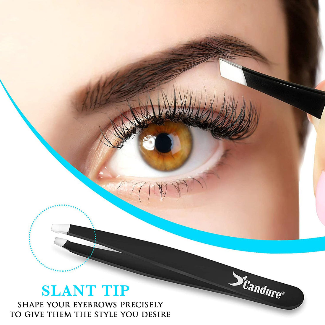 Candure Tweezers for Eyebrows - Professional Stainless Steel Slanted and Pointed Tip Hair Tweezers Set for Ingrown Hair, Blackhead Removal, Eyebrows Plucking Beauty Tool for Women Halalzen