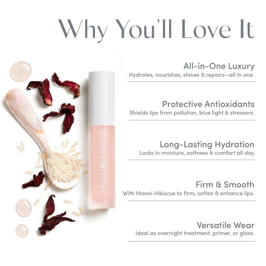 Ravie Beauty Lip Renewal Treatment Oil – Deeply Hydrating, Non-Sticky, and Restorative Lip Serum – Repairs Dry, Chapped Lips – Balm, Gloss & Mask Hybrid – Non-Sticky, Long-Lasting Shine Halalzen