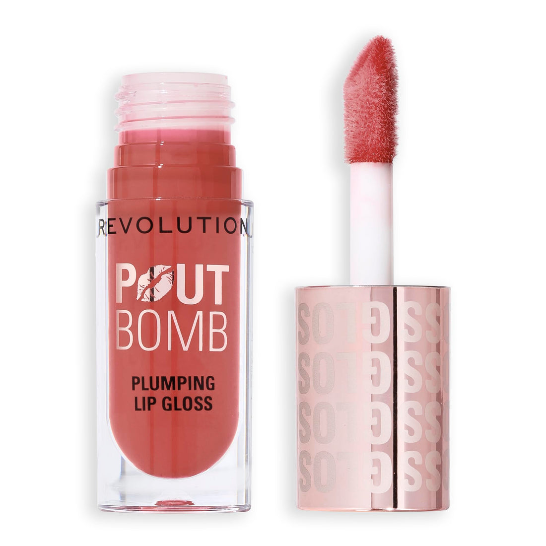 Revolution Beauty, Pout Bomb Plumping Lip Gloss, High-Shine for Glossy, Fuller & Plump Lips with Hyaluronic Acid & Peptides, Vegan & Cruelty-Free, Sheer Milky Nude Halalzen