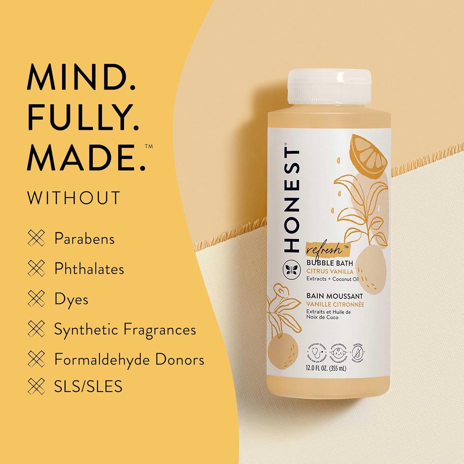 The Honest Company Foaming Bubble Bath & Baby Wash, Tear-Free, Hypoallergenic, Natural Formula, Lavender Calm Scent, 12 fl oz Halalzen