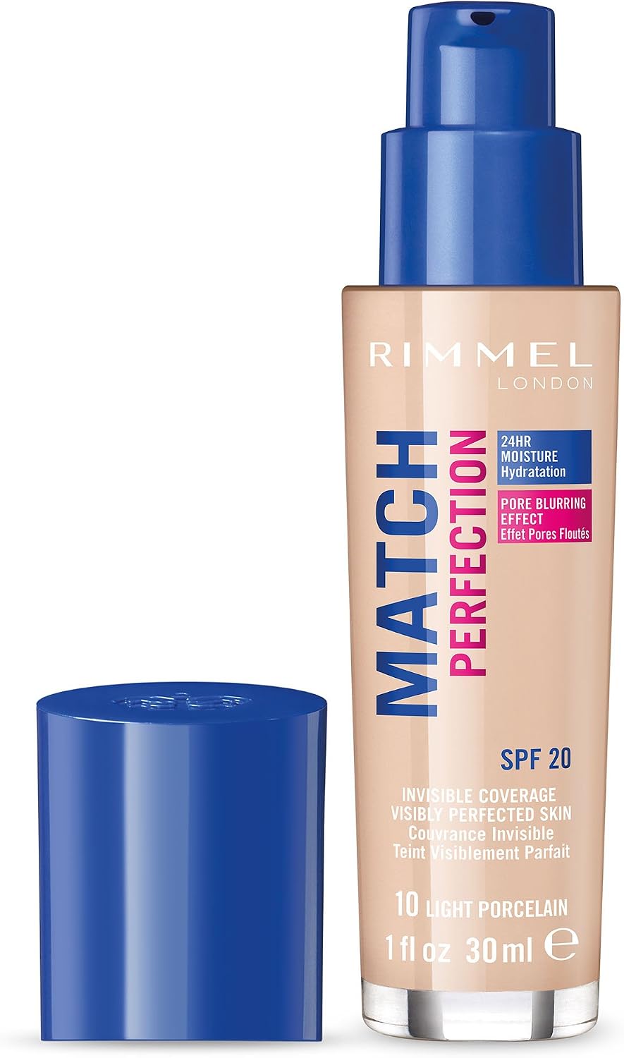 Rimmel London Match Perfection Foundation, 010 Light Porcelain, 30ml Halalzen