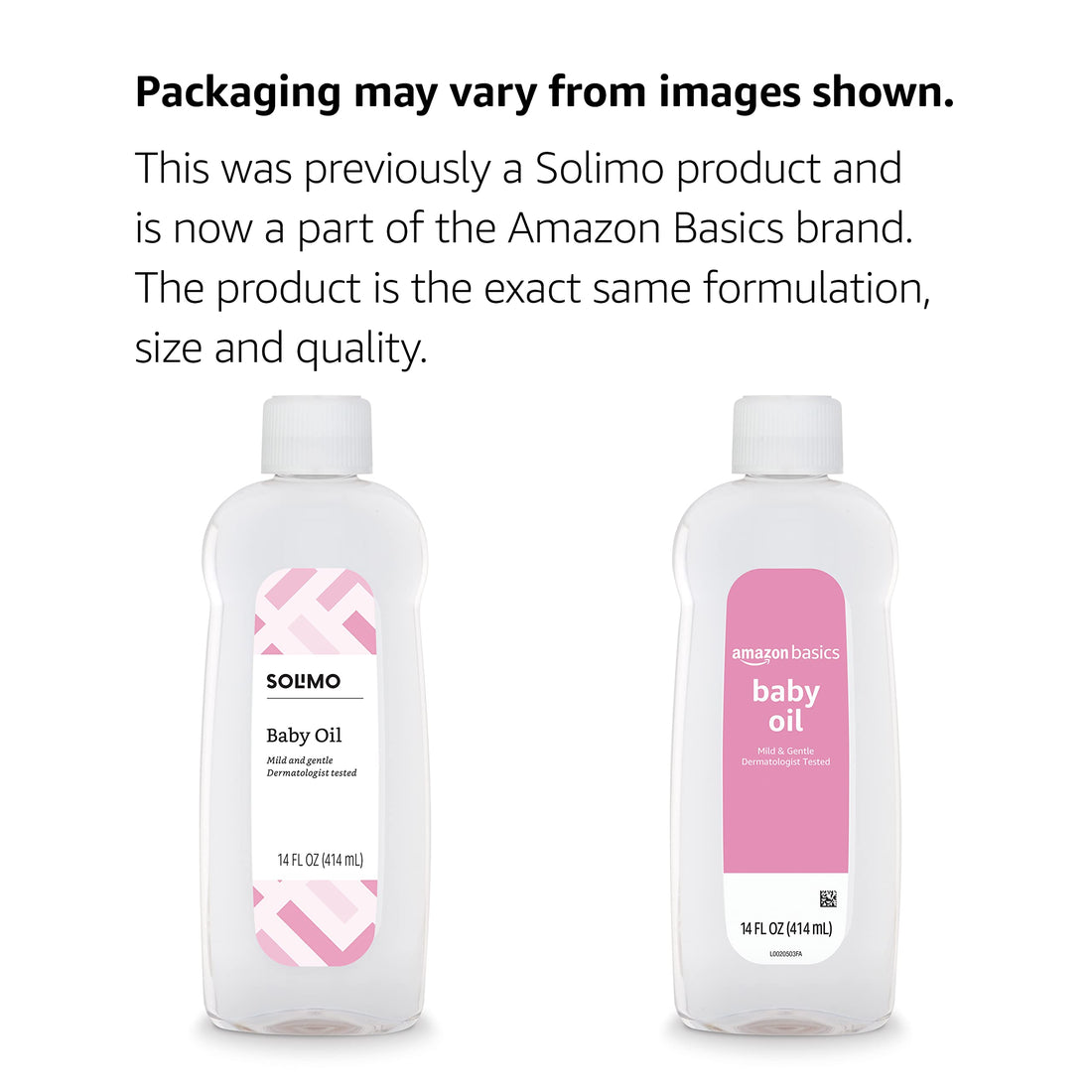 Amazon Basics Baby Oil, Mild & Gentle, Dermatologist Tested, Prevents Moisture Loss, Dry Skin Relief, 14 fl oz, 4-Pack (Previously Solimo) Halalzen