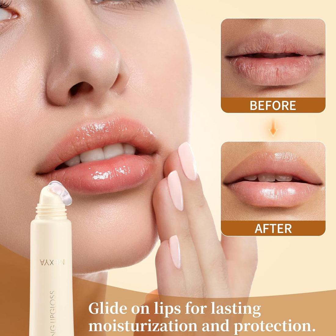 Clear Lip Gloss & Hydrating Lip Balm for Sensitive & Dry Lips – Fragrance-Free, Non-Sticky Overnight Lip Mask & Lip Plumper, Vegan, 2x0.3oz Halalzen