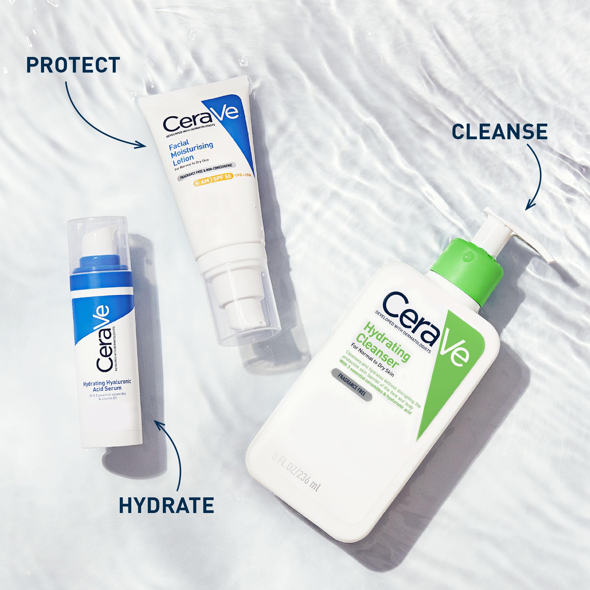 CeraVe Hydrating Cleanser for Normal to Dry Skin 236 ml with Hyaluronic Acid and 3 Essential Ceramides