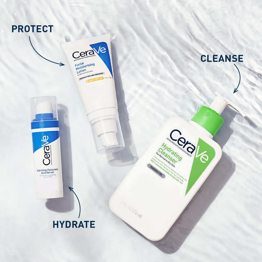CeraVe Hydrating Cleanser for Normal to Dry Skin 236 ml with Hyaluronic Acid and 3 Essential Ceramides