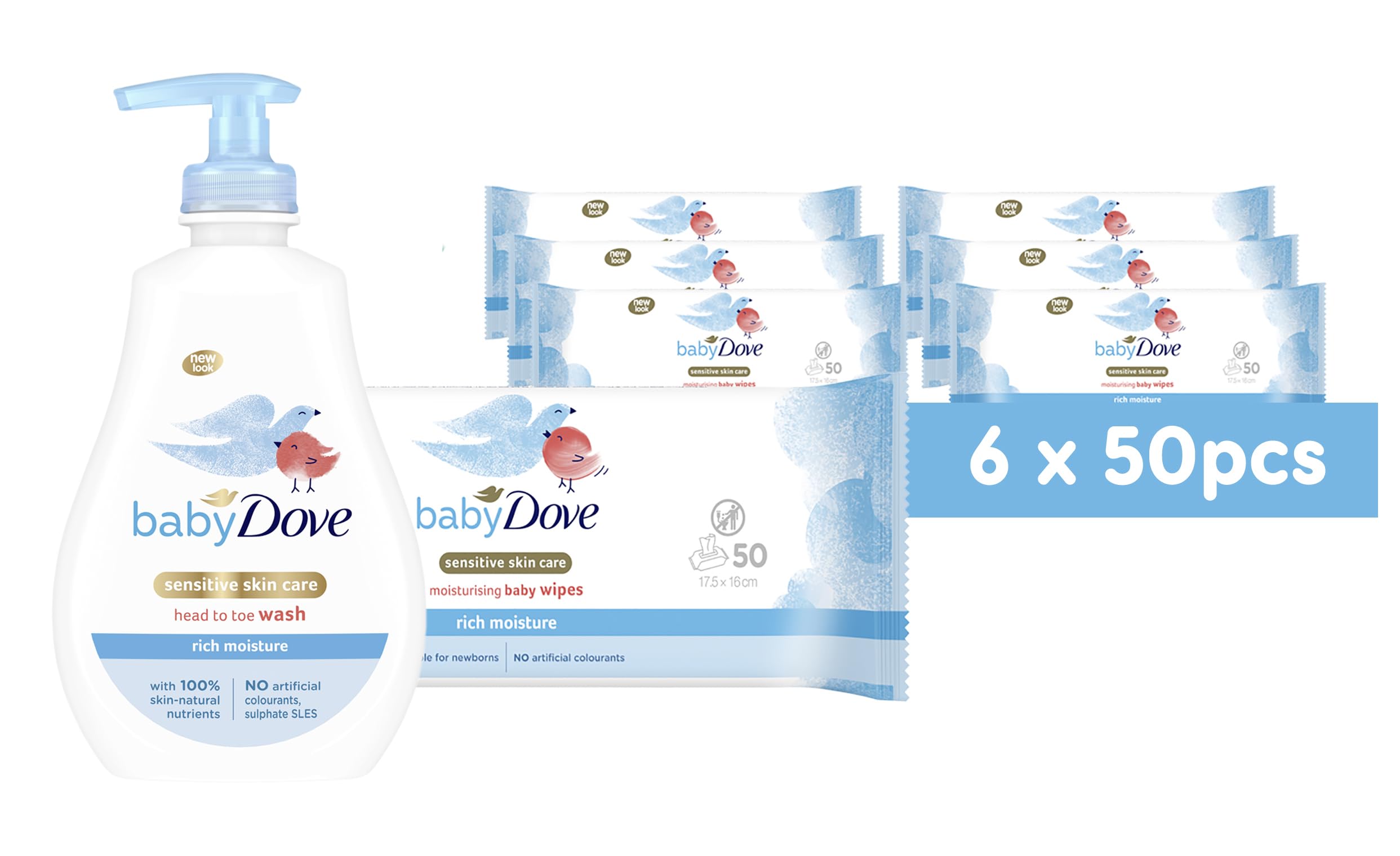 Baby Dove Rich Moisture Head to Toe Wash - Gentle & Nourishing Hair and Body Wash for Babies, Tear-Free Formula, Delicate Fragrance, Keeps Hair and Skin Soft, Ideal for Newborns - 400ml, Pack of 3