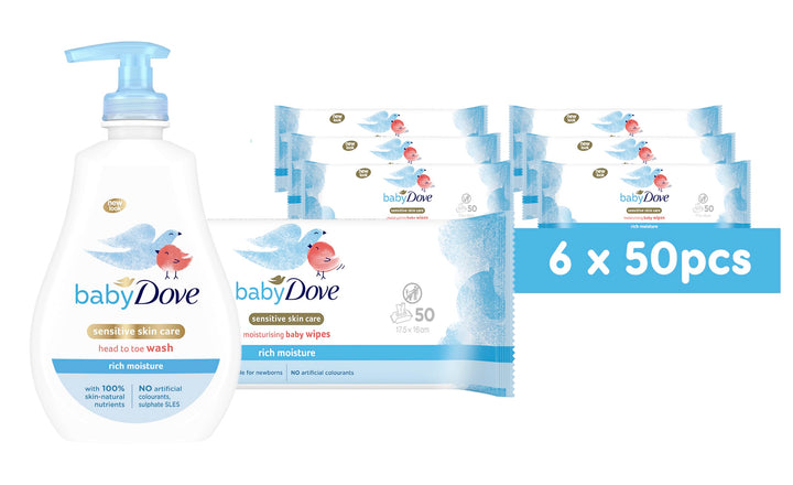 Baby Dove Rich Moisture Head to Toe Wash - Gentle & Nourishing Hair and Body Wash for Babies, Tear-Free Formula, Delicate Fragrance, Keeps Hair and Skin Soft, Ideal for Newborns - 400ml, Pack of 3