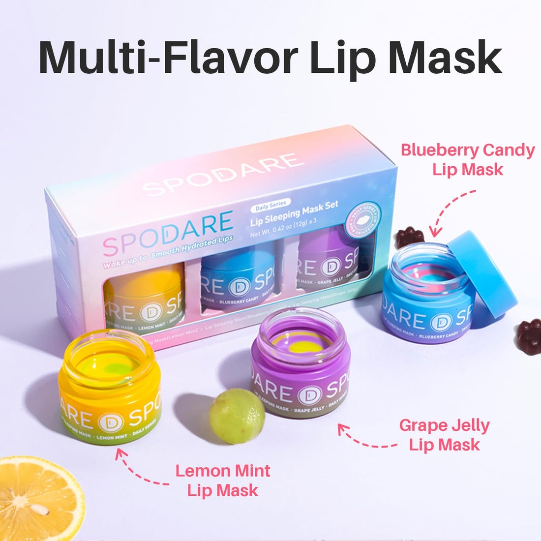 SPODARE Lemon Lip Mask, Hydrating Overnight Lip Sleeping Mask, Lip Moisturizer for Dry Cracked Lips Care, Dual-Color Lips Balm for Nourishing and Softening Lips, Minimizes Fine Lines - 12g Halalzen