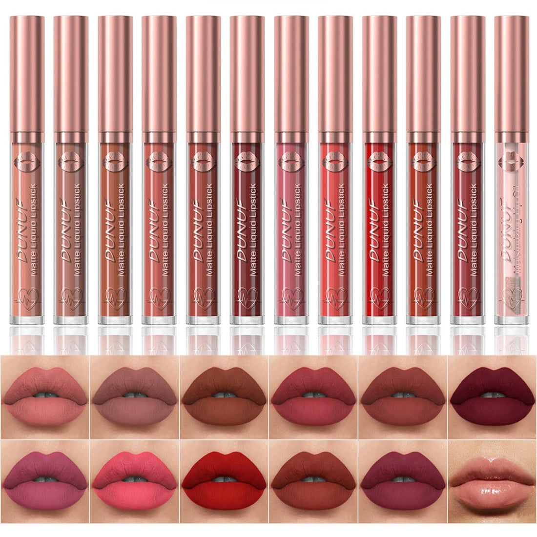 12 Colors Matte Liquid Lipstick Set Velvety Lip Gloss Lip Kit Waterproof Long Lasting Wear Nude Lip Gloss Beauty Cosmetics Gift Box Set (Set A, Set A) Halalzen