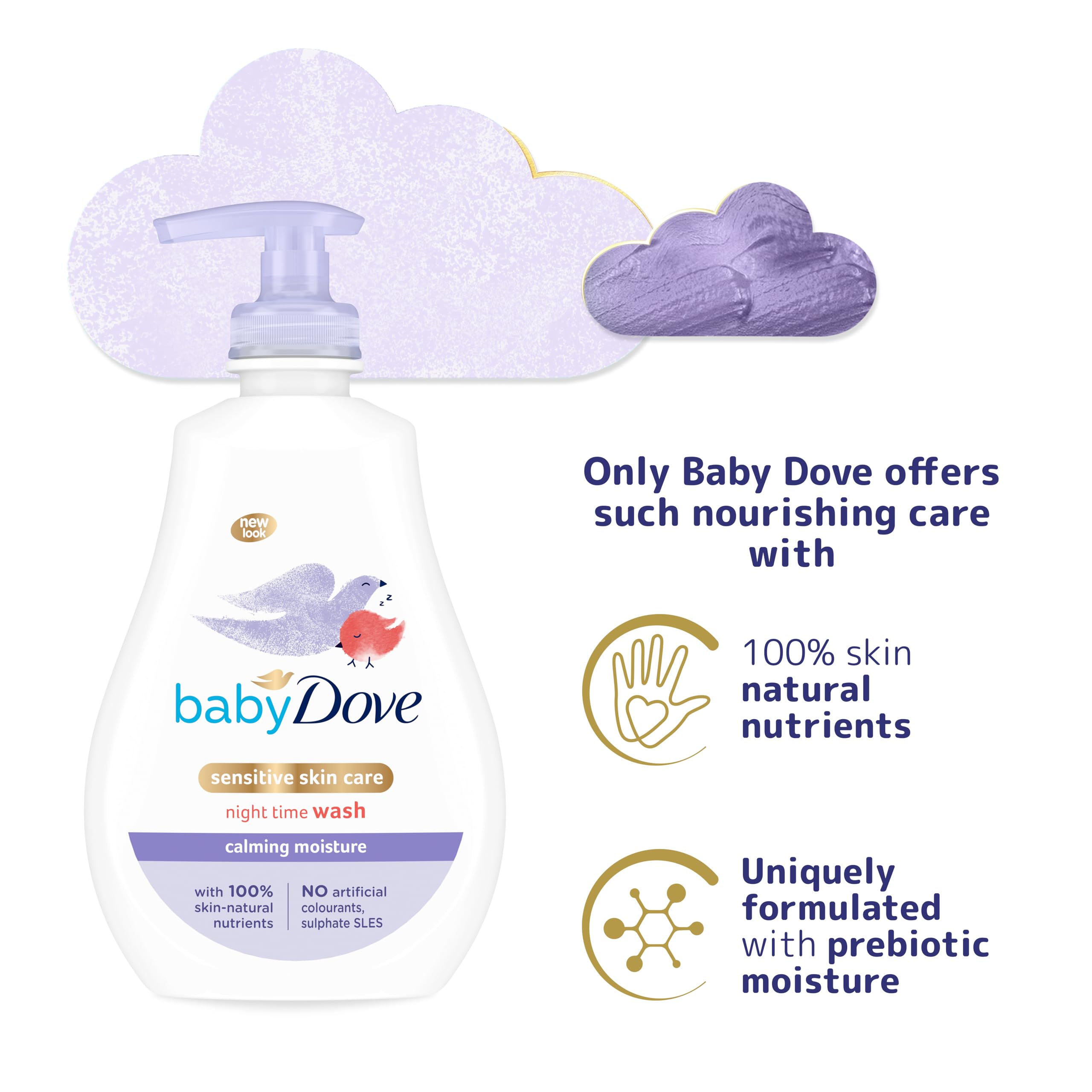 Baby Dove Calming Moisture Head to Toe Wash – Gentle Chamomile Baby Wash for Sensitive Skin, Relaxes & Soothe Before Bed, 3 x 400ml